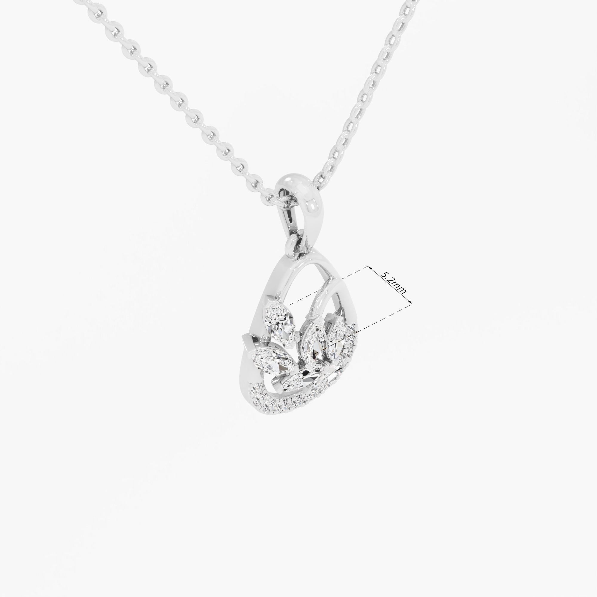 Willow Leaf Diamond Pendant in 9KT White Gold (Diamond Quality:FG-VVS VS)
