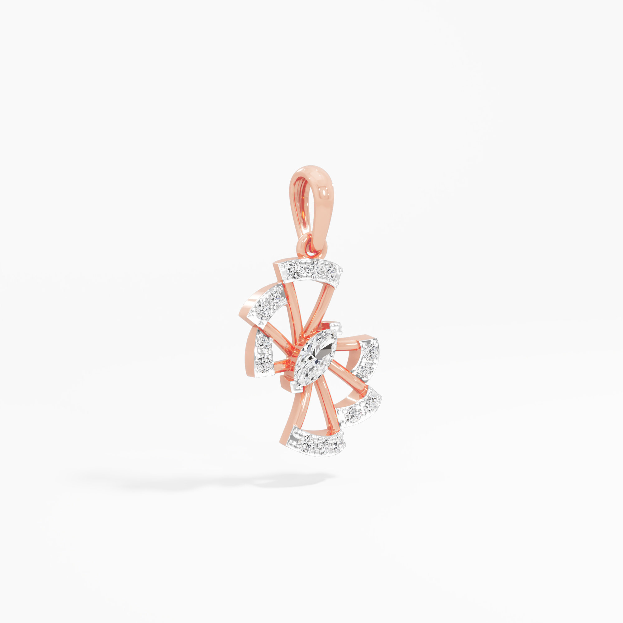Whirlwind Prism Diamond Pendant in 9KT Rose Gold (Diamond Quality:FG-VVS VS)