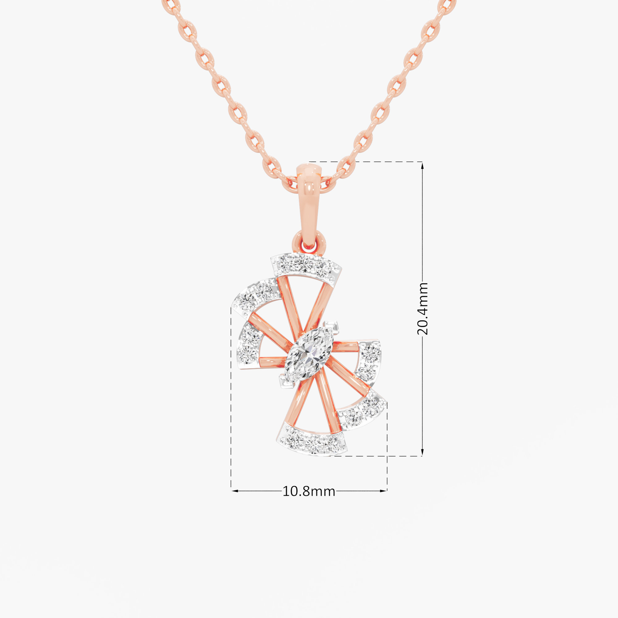 Whirlwind Prism Diamond Pendant in 9KT Rose Gold (Diamond Quality:FG-VVS VS)