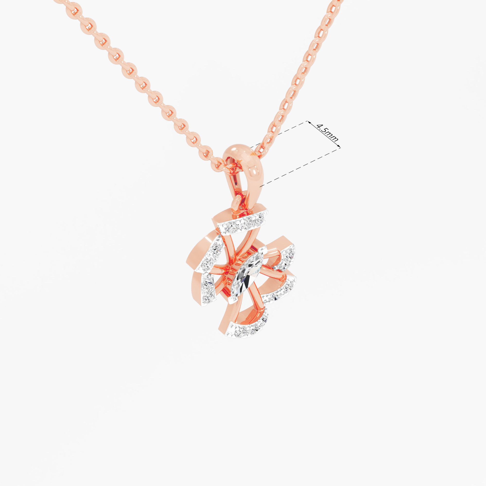 Whirlwind Prism Diamond Pendant in 9KT Rose Gold (Diamond Quality:FG-VVS VS)