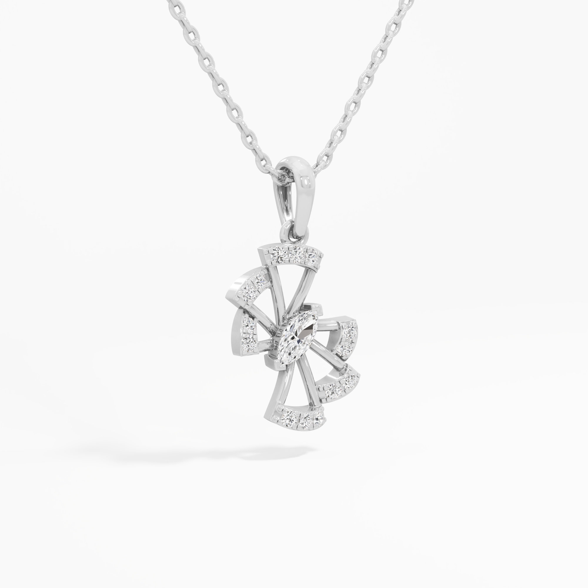 Whirlwind Prism Diamond Pendant in 9KT White Gold (Diamond Quality:FG-VVS VS)