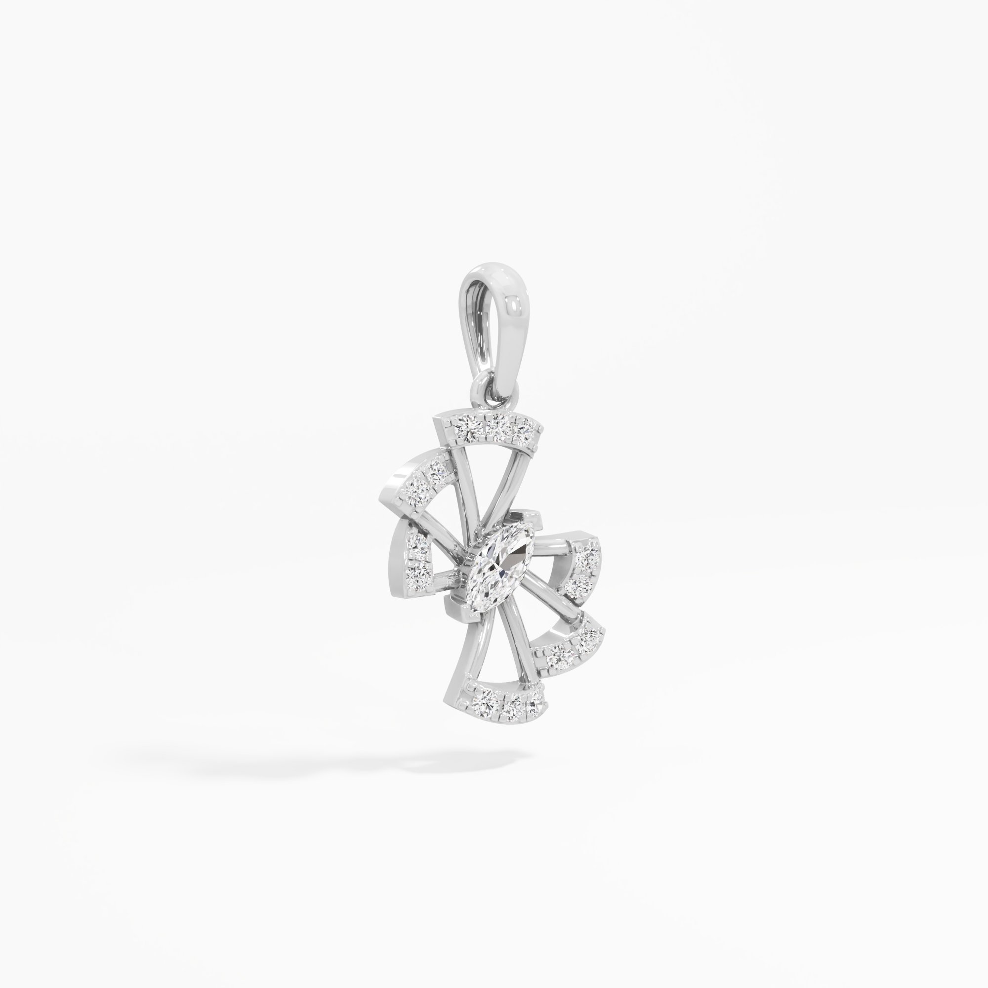 Whirlwind Prism Diamond Pendant in 9KT White Gold (Diamond Quality:FG-VVS VS)