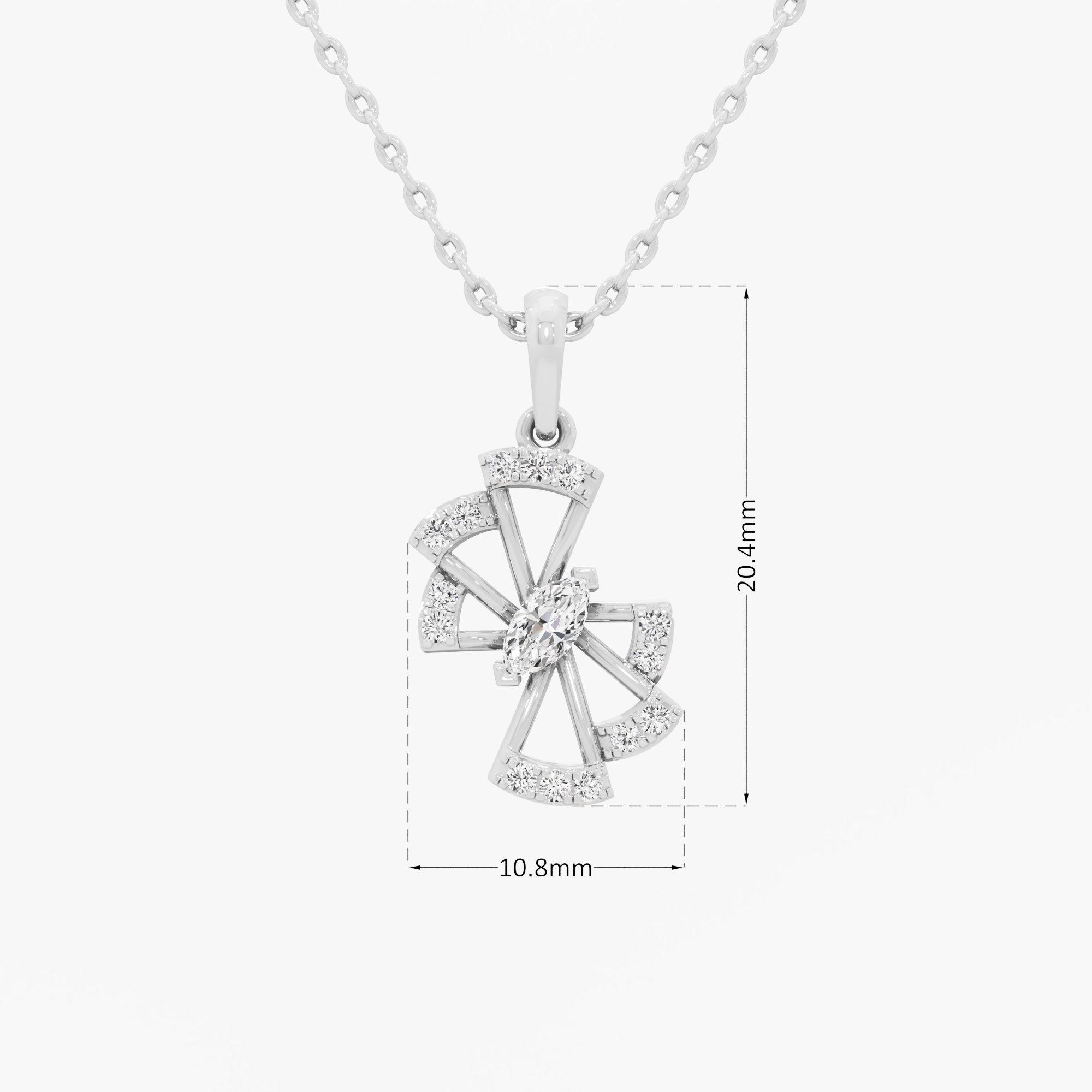 Whirlwind Prism Diamond Pendant in 9KT White Gold (Diamond Quality:FG-VVS VS)