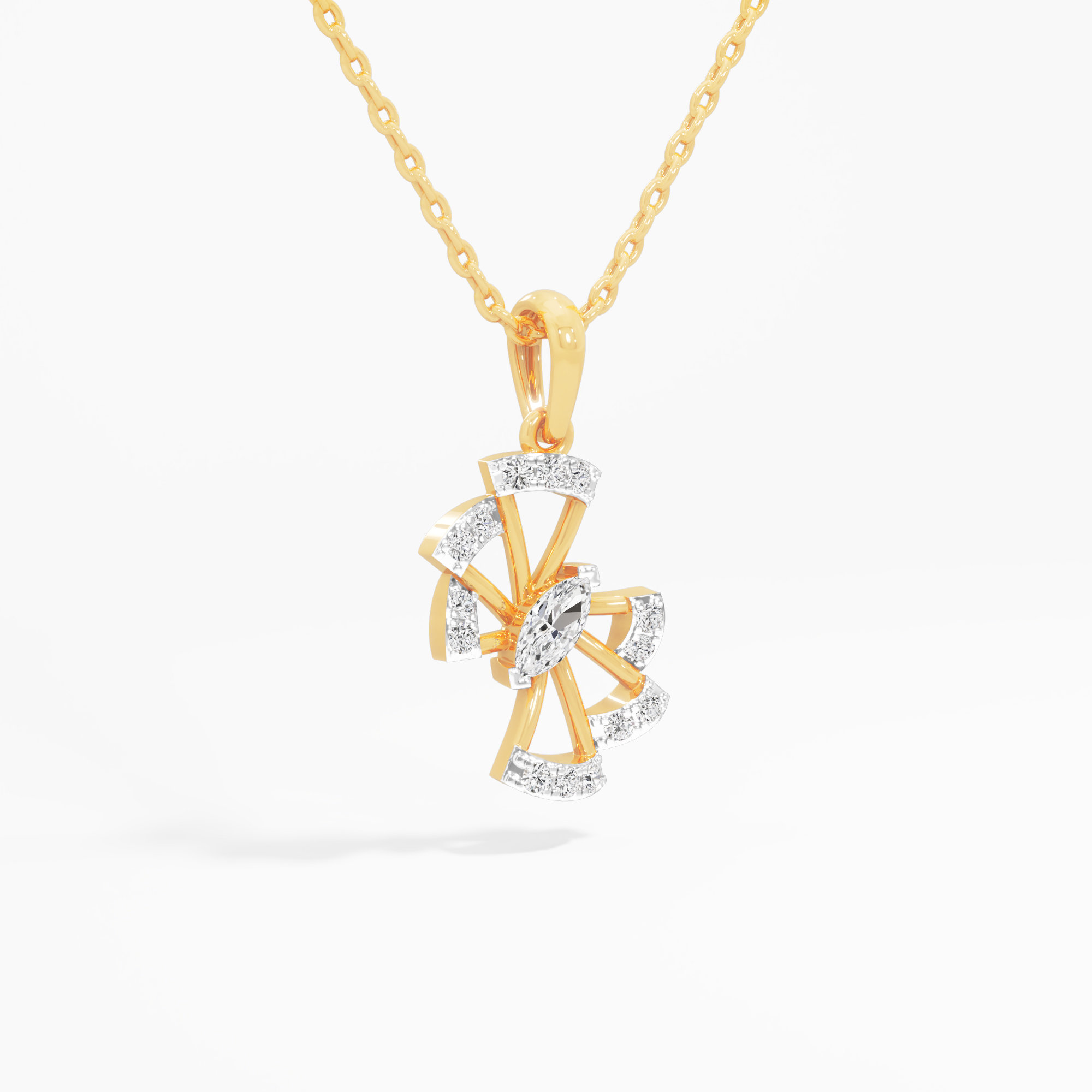Whirlwind Prism Diamond Pendant in 9KT Yellow Gold (Diamond Quality:FG-VVS VS)