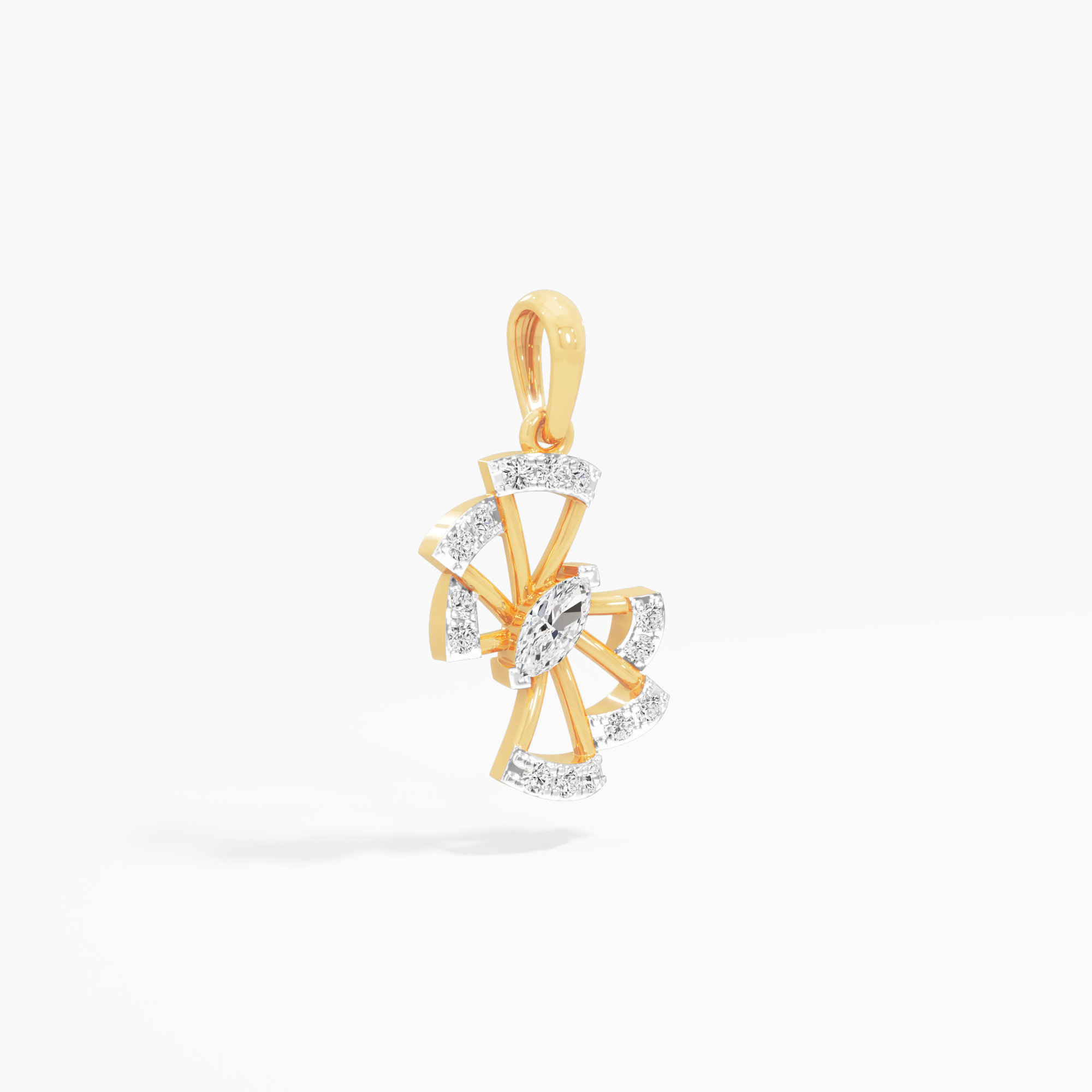 Whirlwind Prism Diamond Pendant in 9KT Yellow Gold (Diamond Quality:FG-VVS VS)