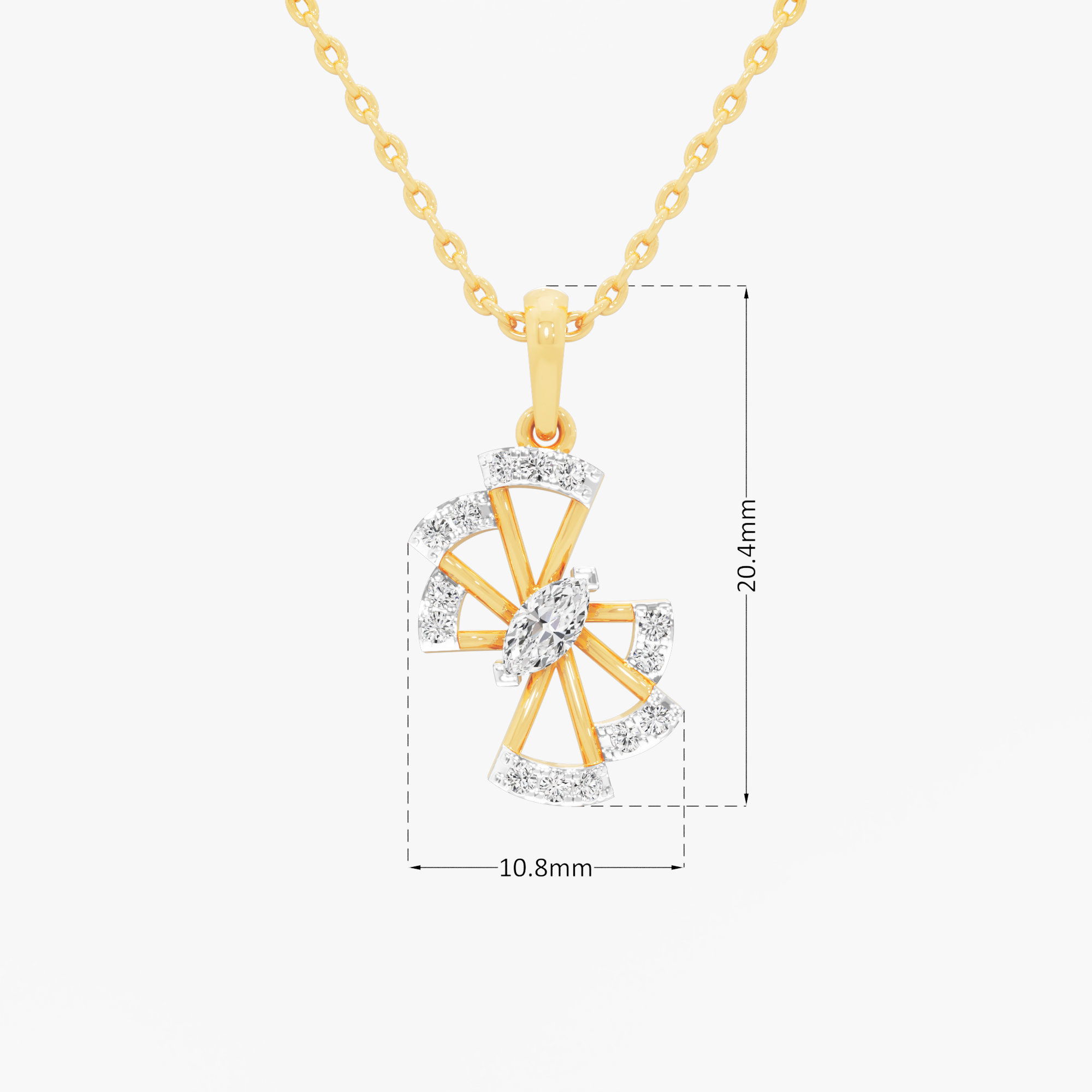 Whirlwind Prism Diamond Pendant in 9KT Yellow Gold (Diamond Quality:FG-VVS VS)