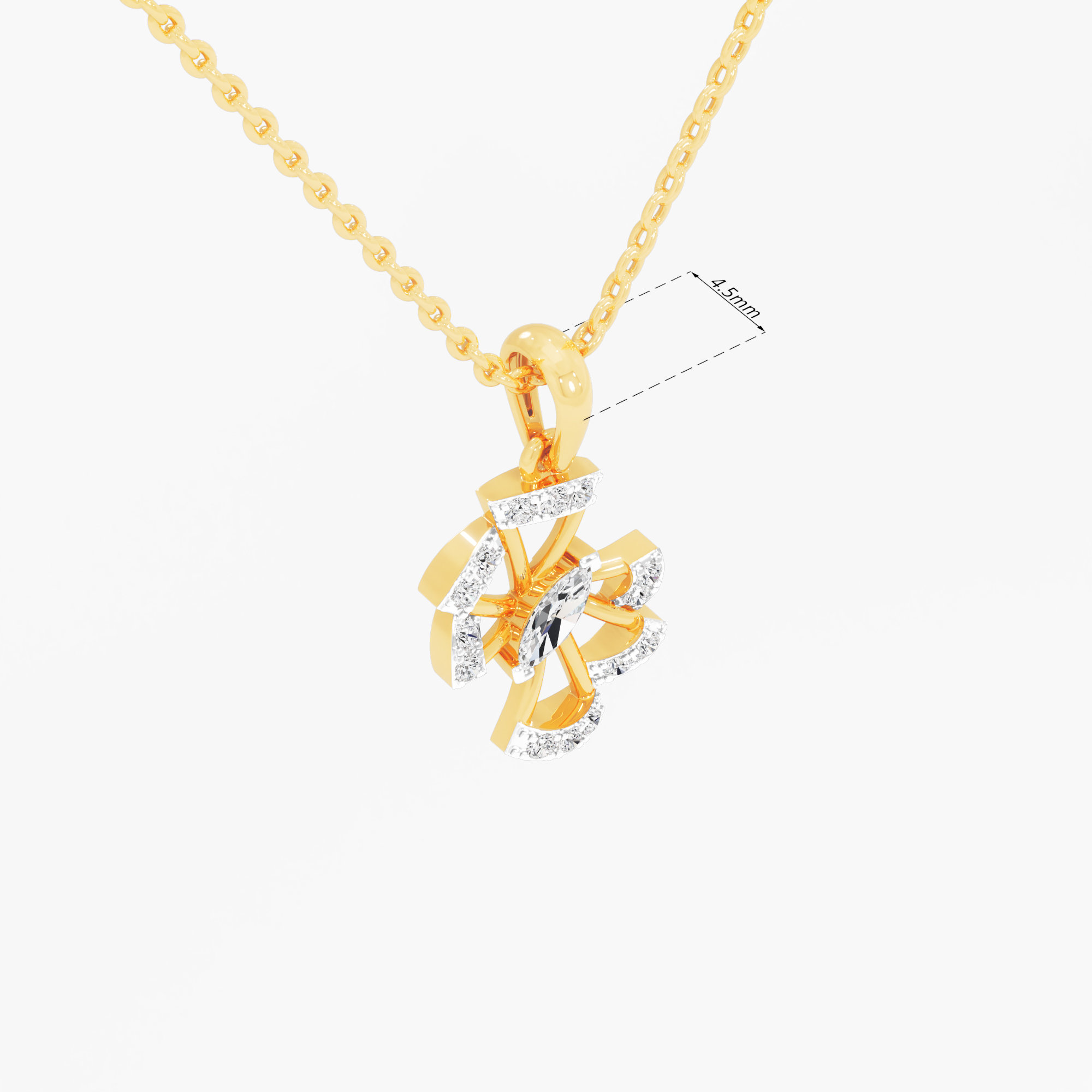 Whirlwind Prism Diamond Pendant in 9KT Yellow Gold (Diamond Quality:FG-VVS VS)