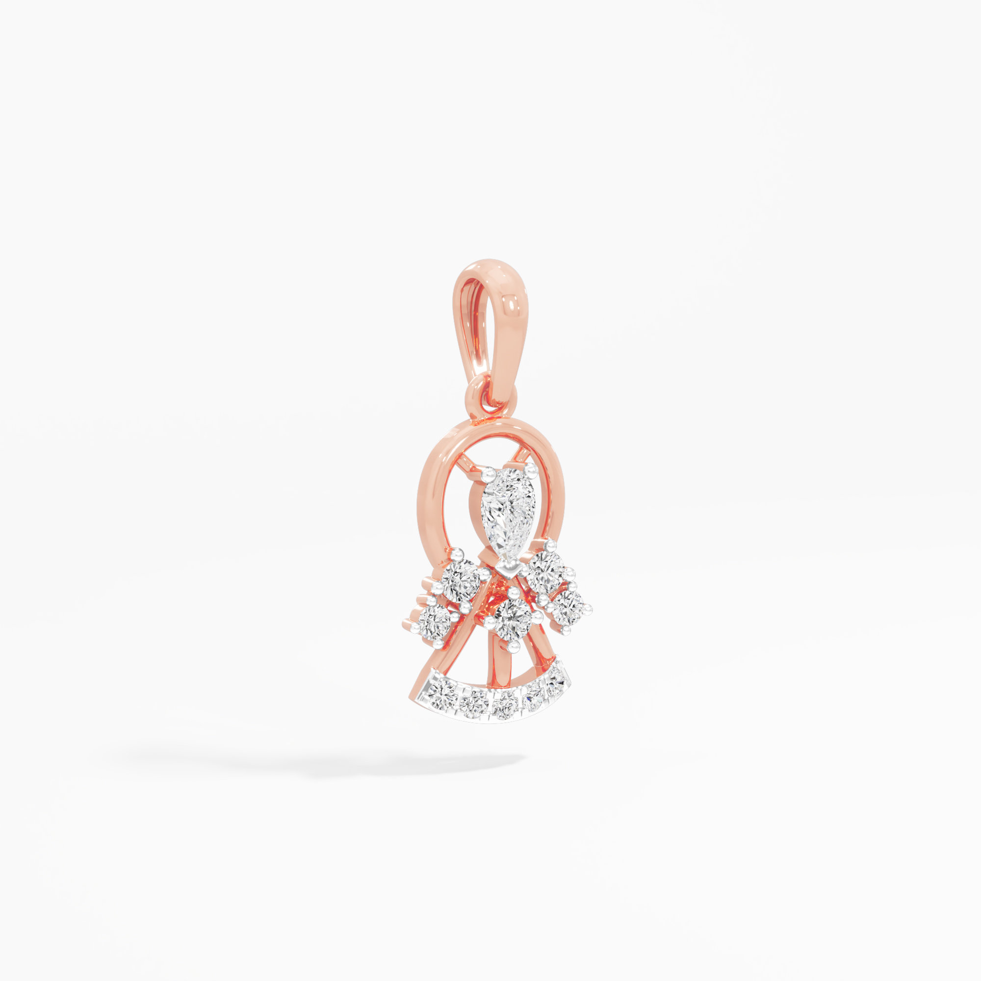 Sunburst Pear Diamond Pendant in 9KT Rose Gold (Diamond Quality:FG-VVS VS)