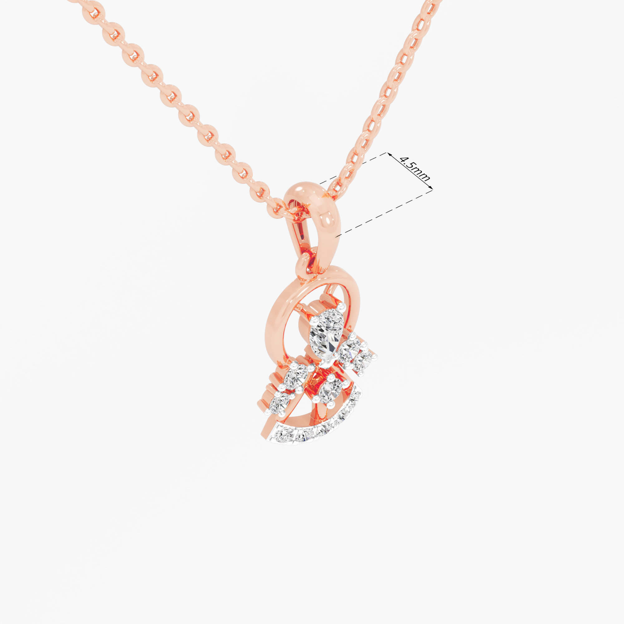Sunburst Pear Diamond Pendant in 9KT Rose Gold (Diamond Quality:FG-VVS VS)