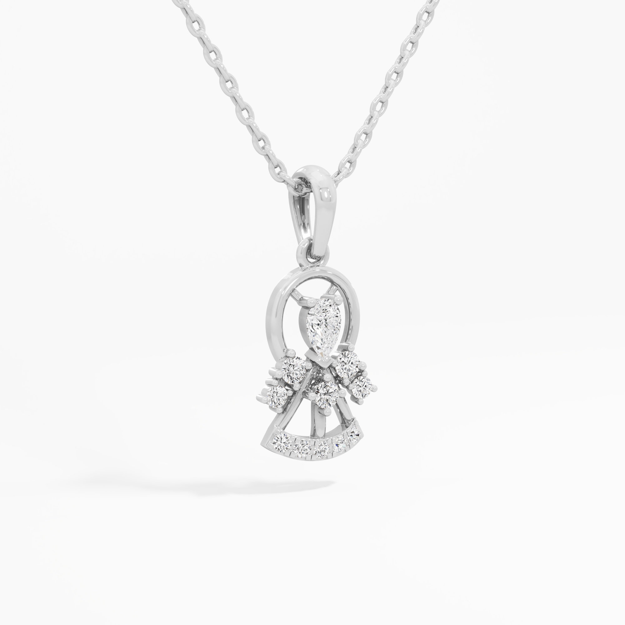 Sunburst Pear Diamond Pendant in 9KT White Gold (Diamond Quality:FG-VVS VS)