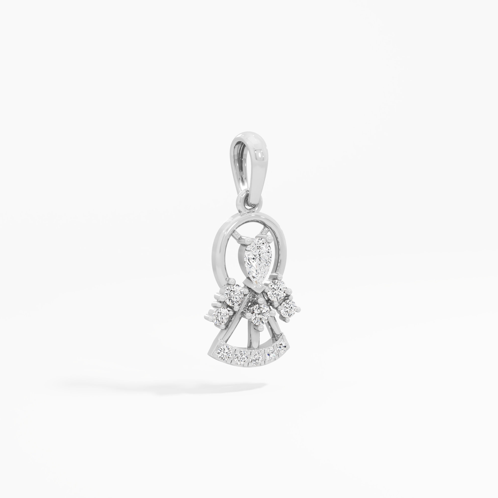 Sunburst Pear Diamond Pendant in 9KT White Gold (Diamond Quality:FG-VVS VS)