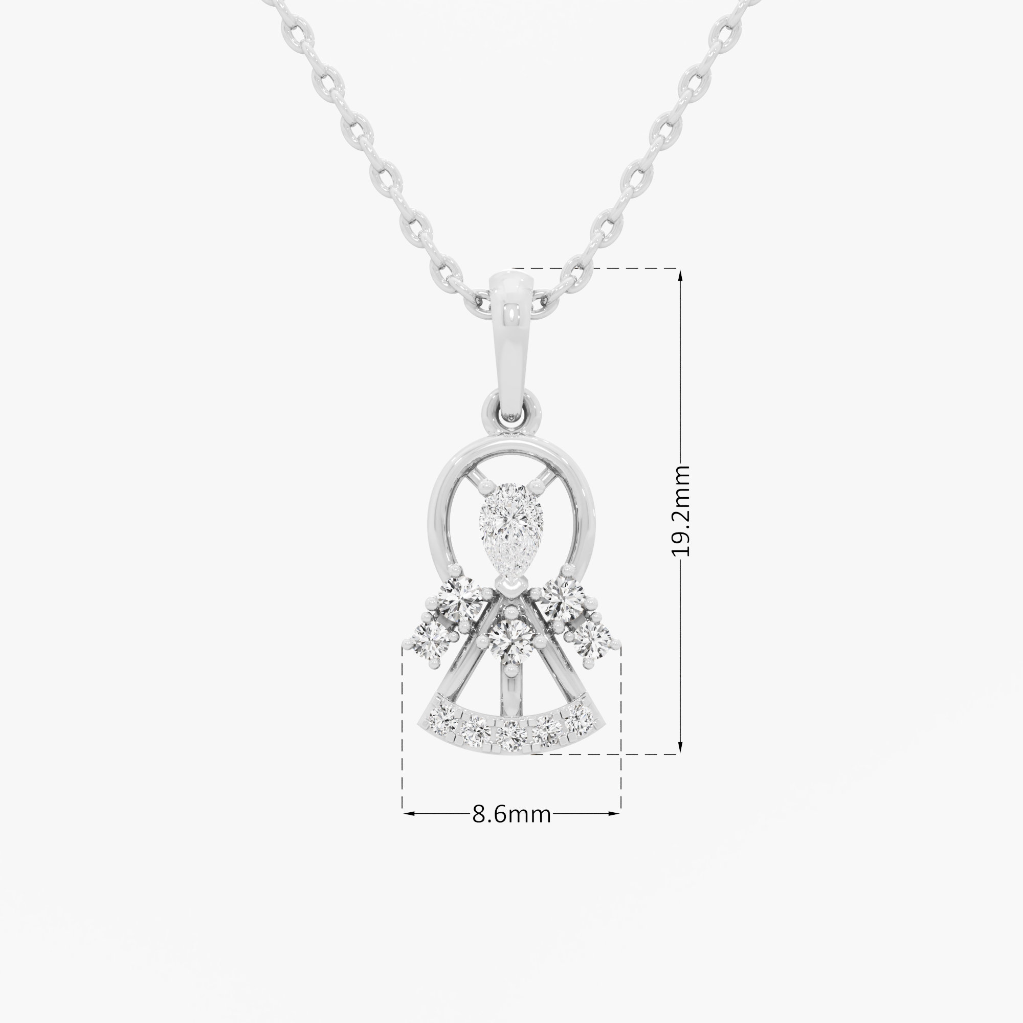 Sunburst Pear Diamond Pendant in 9KT White Gold (Diamond Quality:FG-VVS VS)