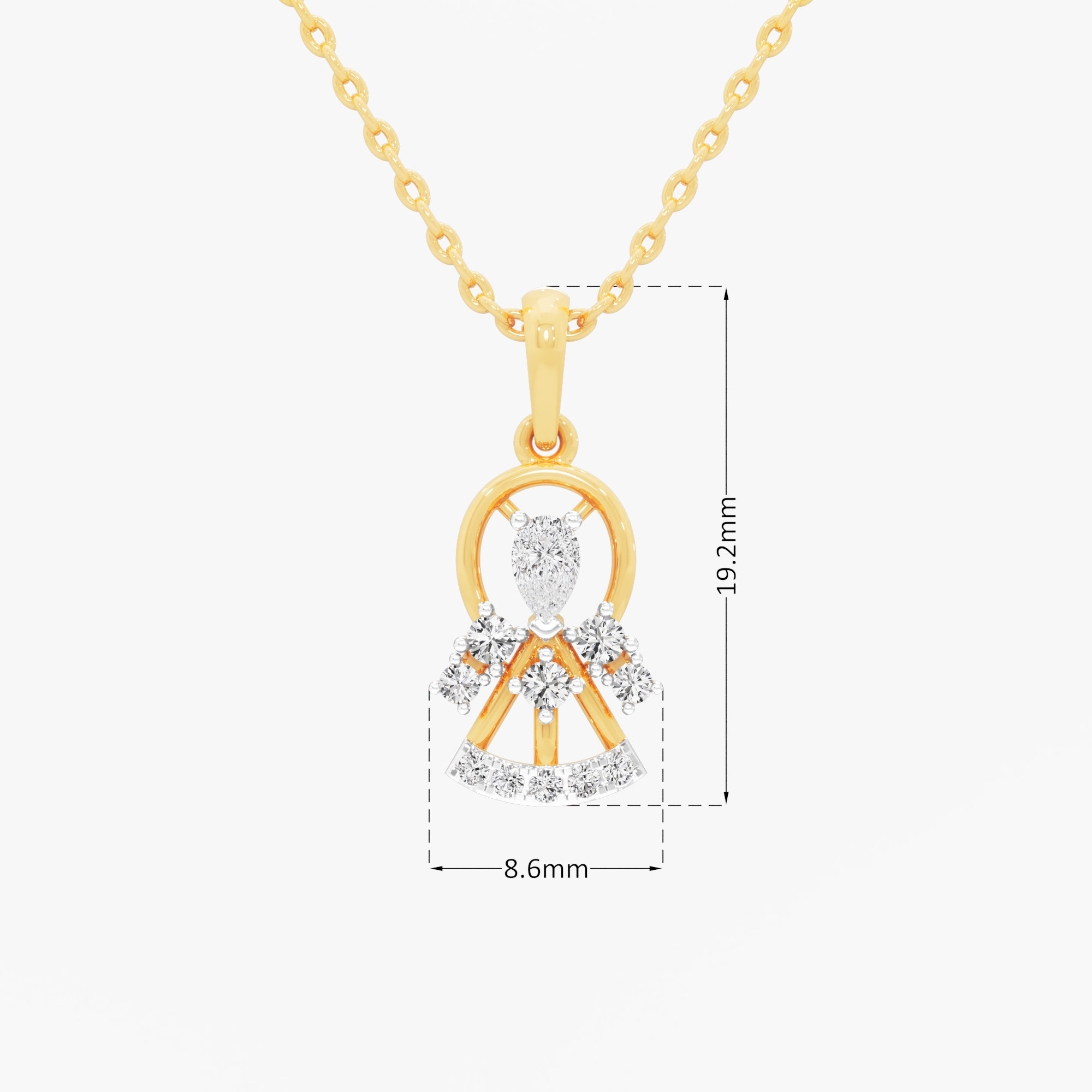Sunburst Pear Diamond Pendant in 9KT Yellow Gold (Diamond Quality:FG-VVS VS)