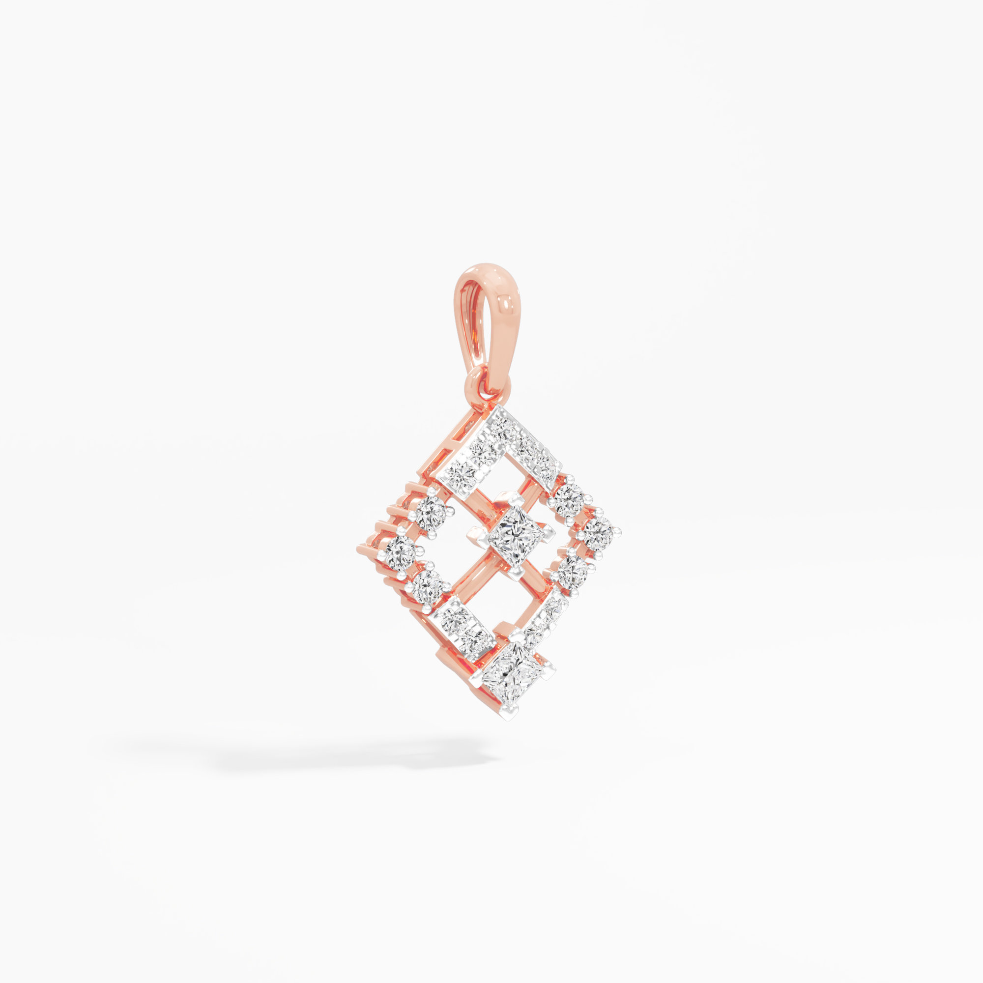 Ivy Lattice Diamond Pendant in 9KT Rose Gold (Diamond Quality:FG-VVS VS)