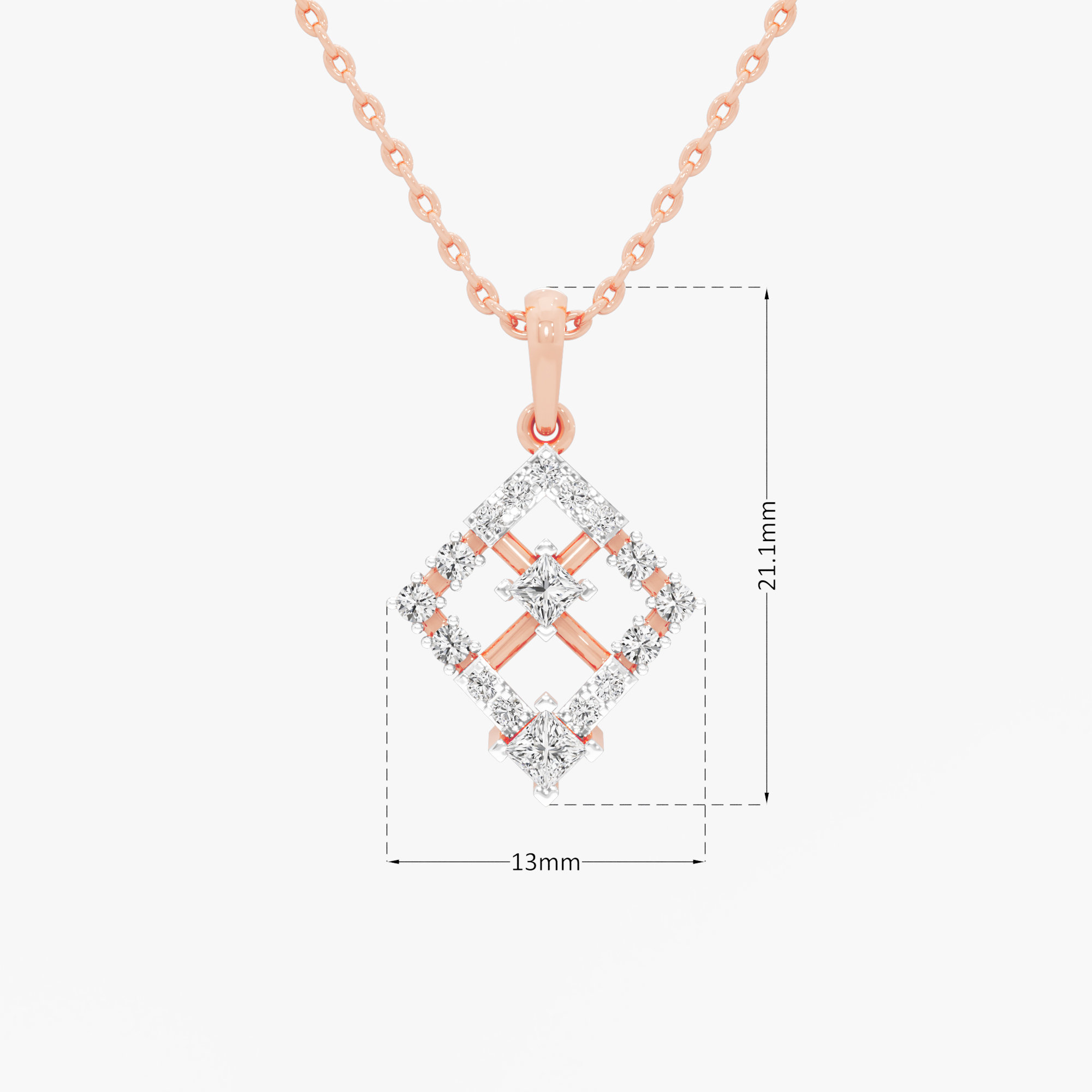 Ivy Lattice Diamond Pendant in 9KT Rose Gold (Diamond Quality:FG-VVS VS)