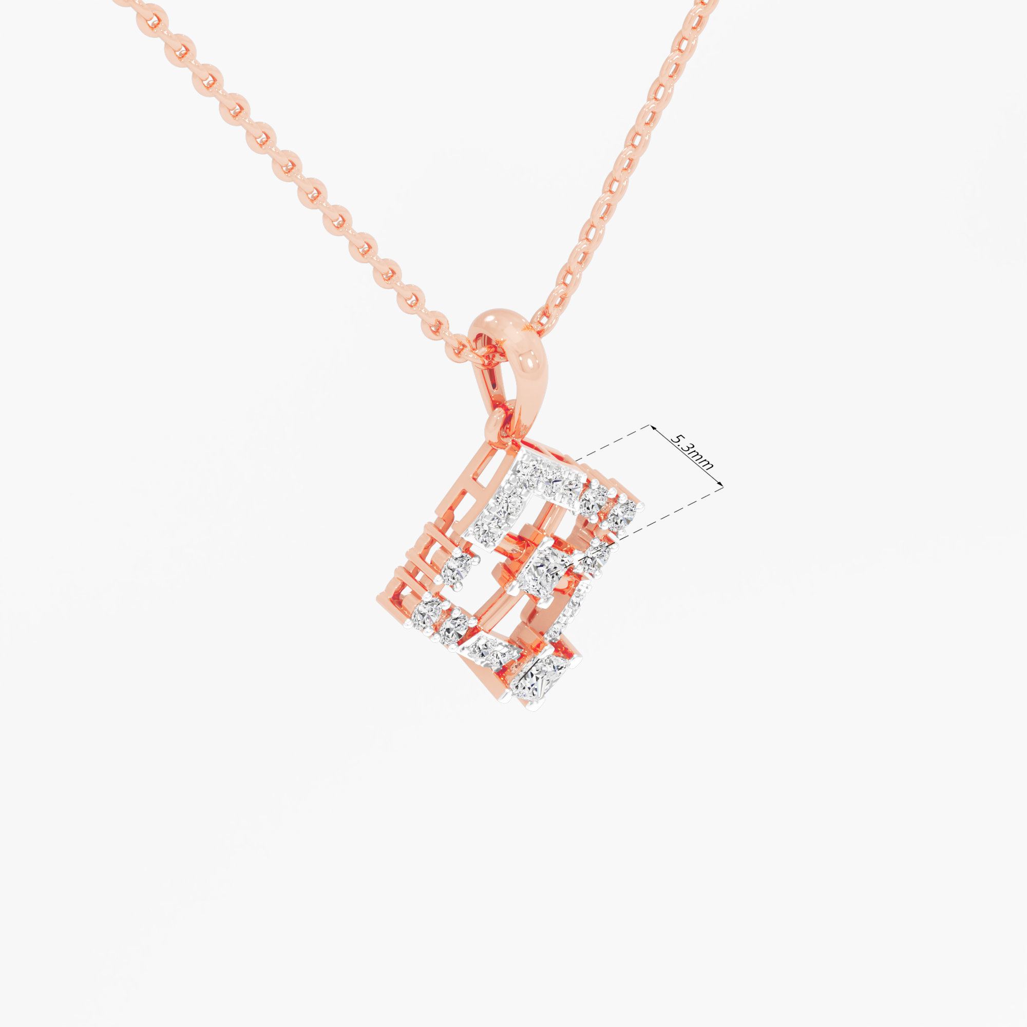 Ivy Lattice Diamond Pendant in 9KT Rose Gold (Diamond Quality:FG-VVS VS)