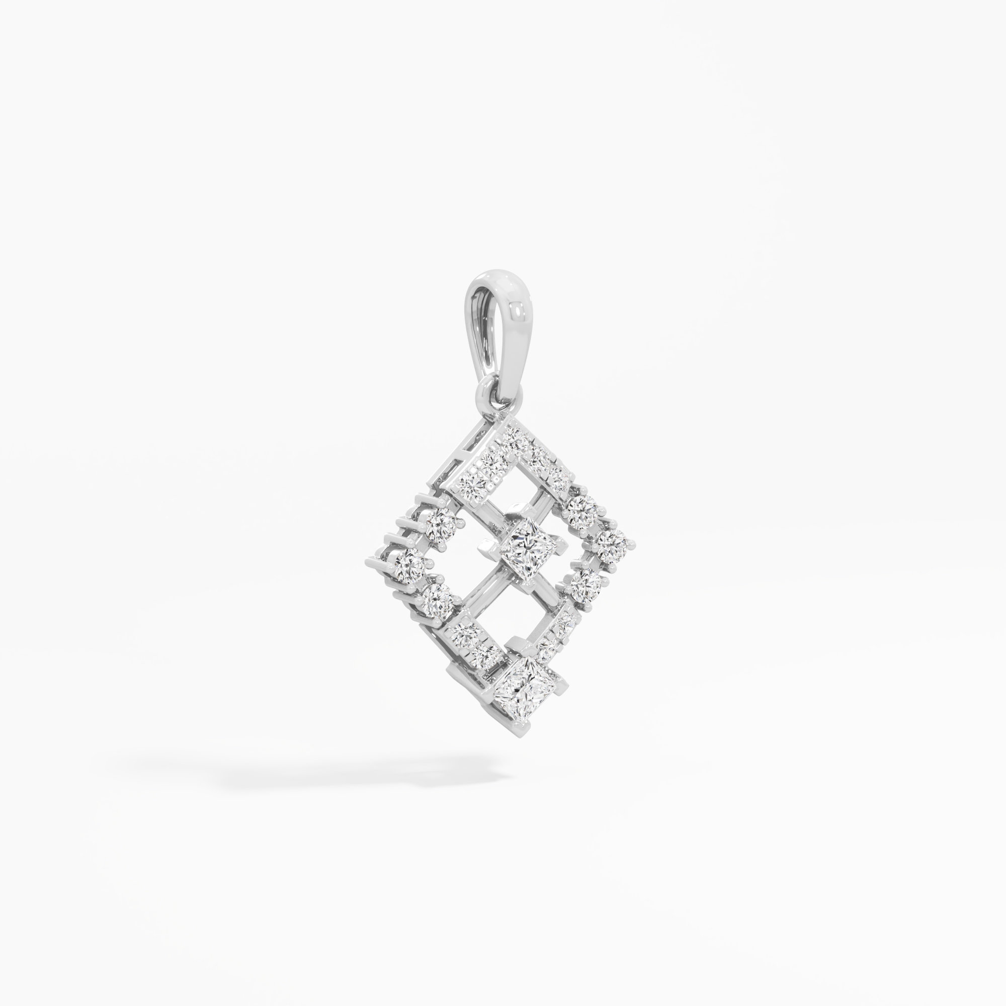 Ivy Lattice Diamond Pendant in 9KT White Gold (Diamond Quality:FG-VVS VS)