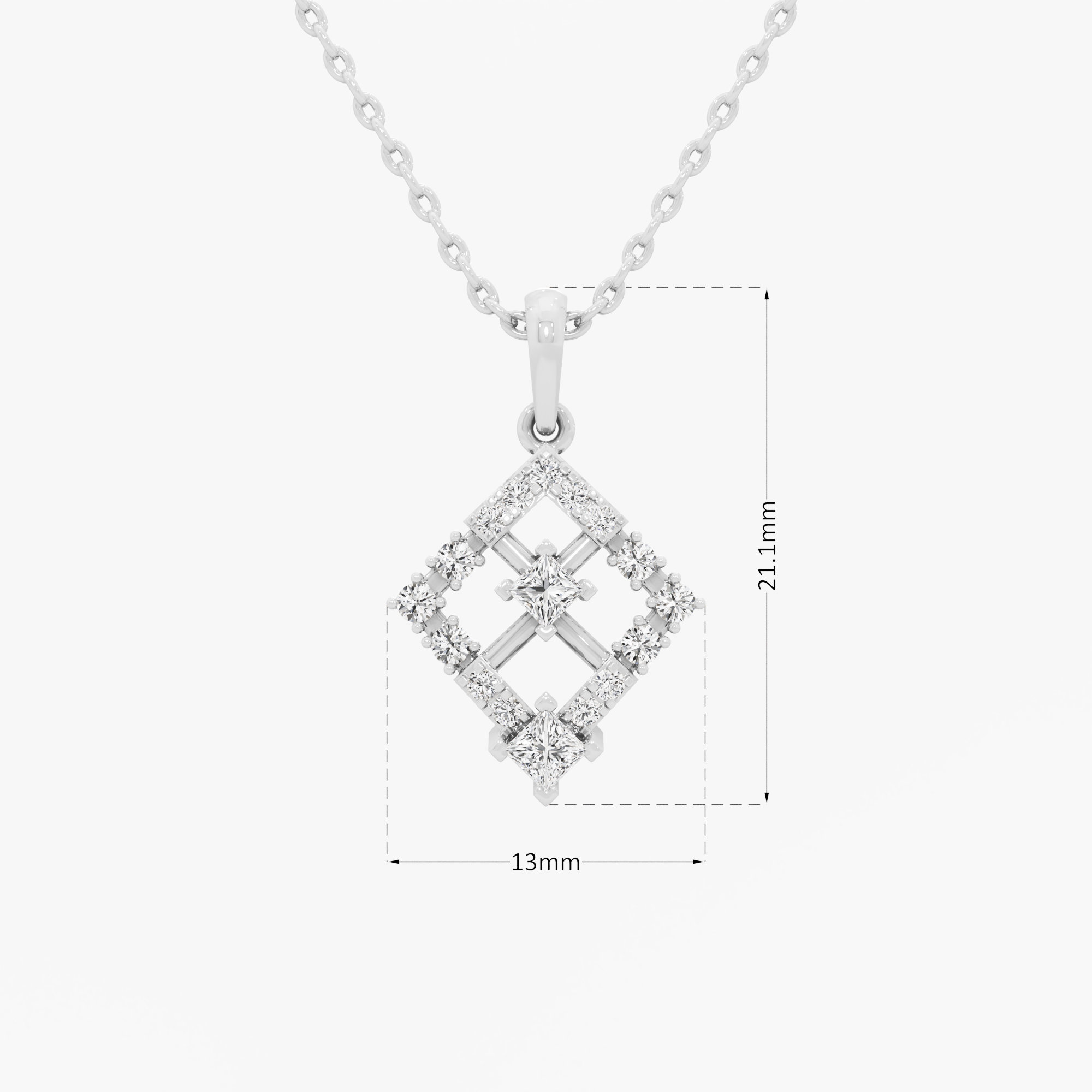 Ivy Lattice Diamond Pendant in 9KT White Gold (Diamond Quality:FG-VVS VS)