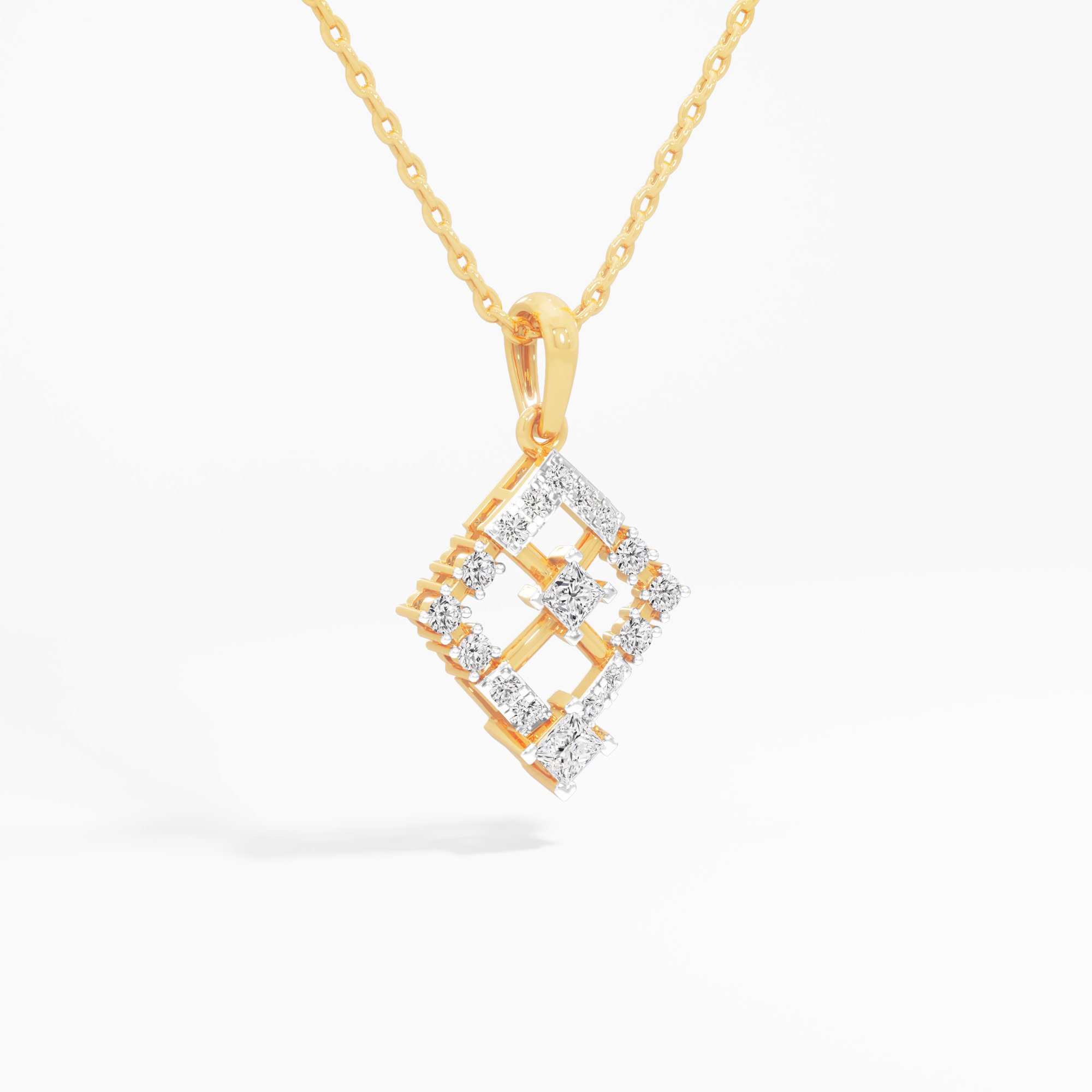 Ivy Lattice Diamond Pendant in 9KT Yellow Gold (Diamond Quality:FG-VVS VS)