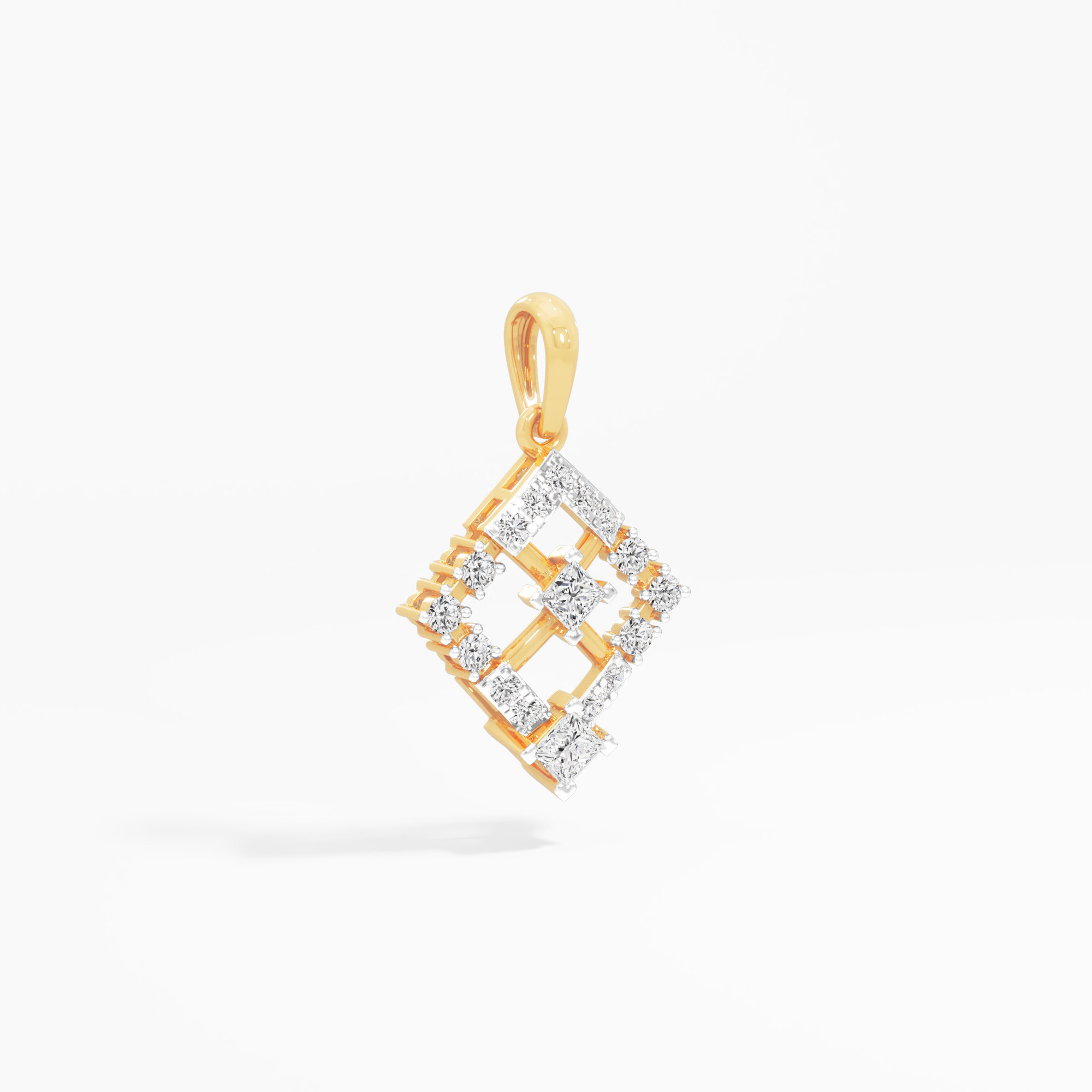 Ivy Lattice Diamond Pendant in 9KT Yellow Gold (Diamond Quality:FG-VVS VS)