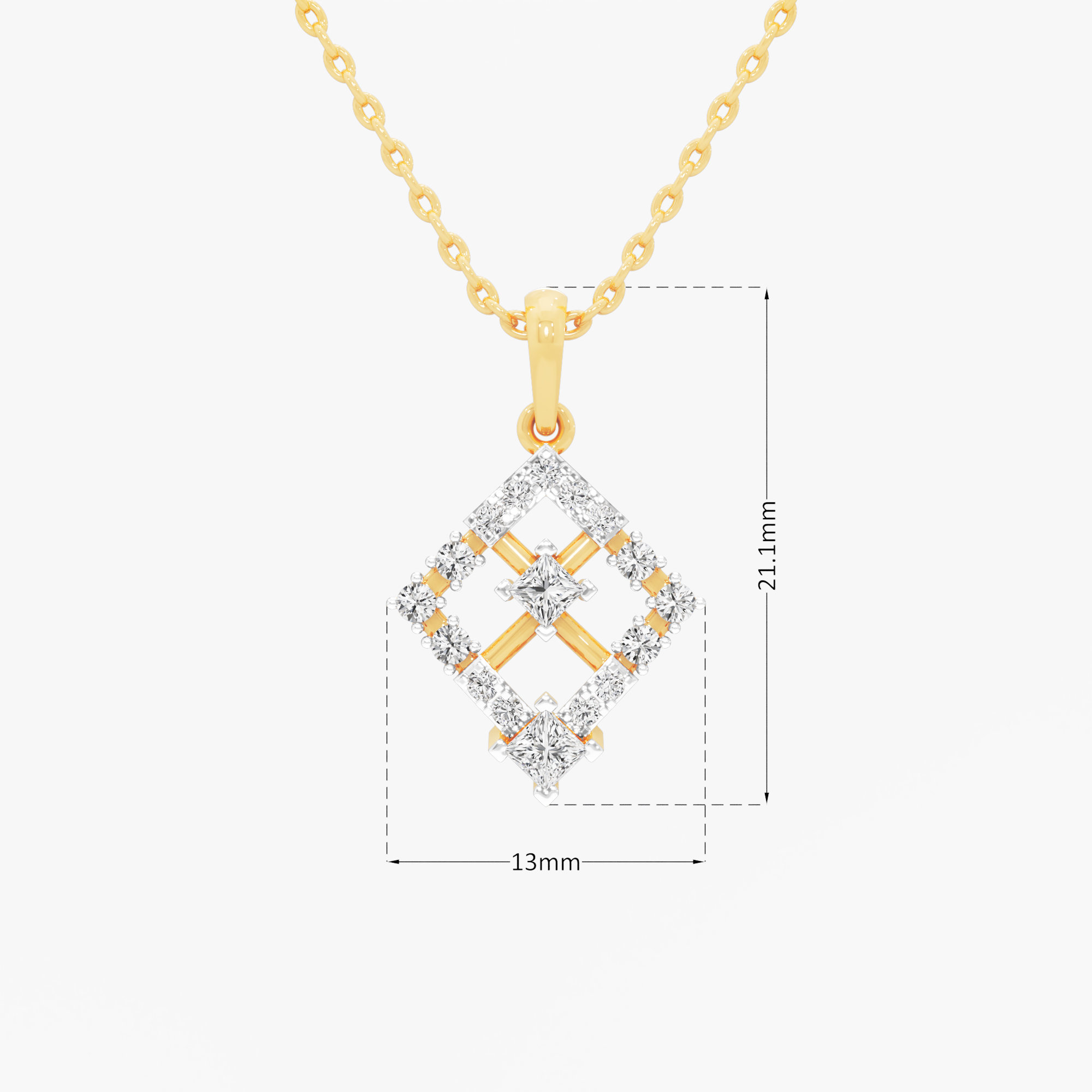 Ivy Lattice Diamond Pendant in 9KT Yellow Gold (Diamond Quality:FG-VVS VS)