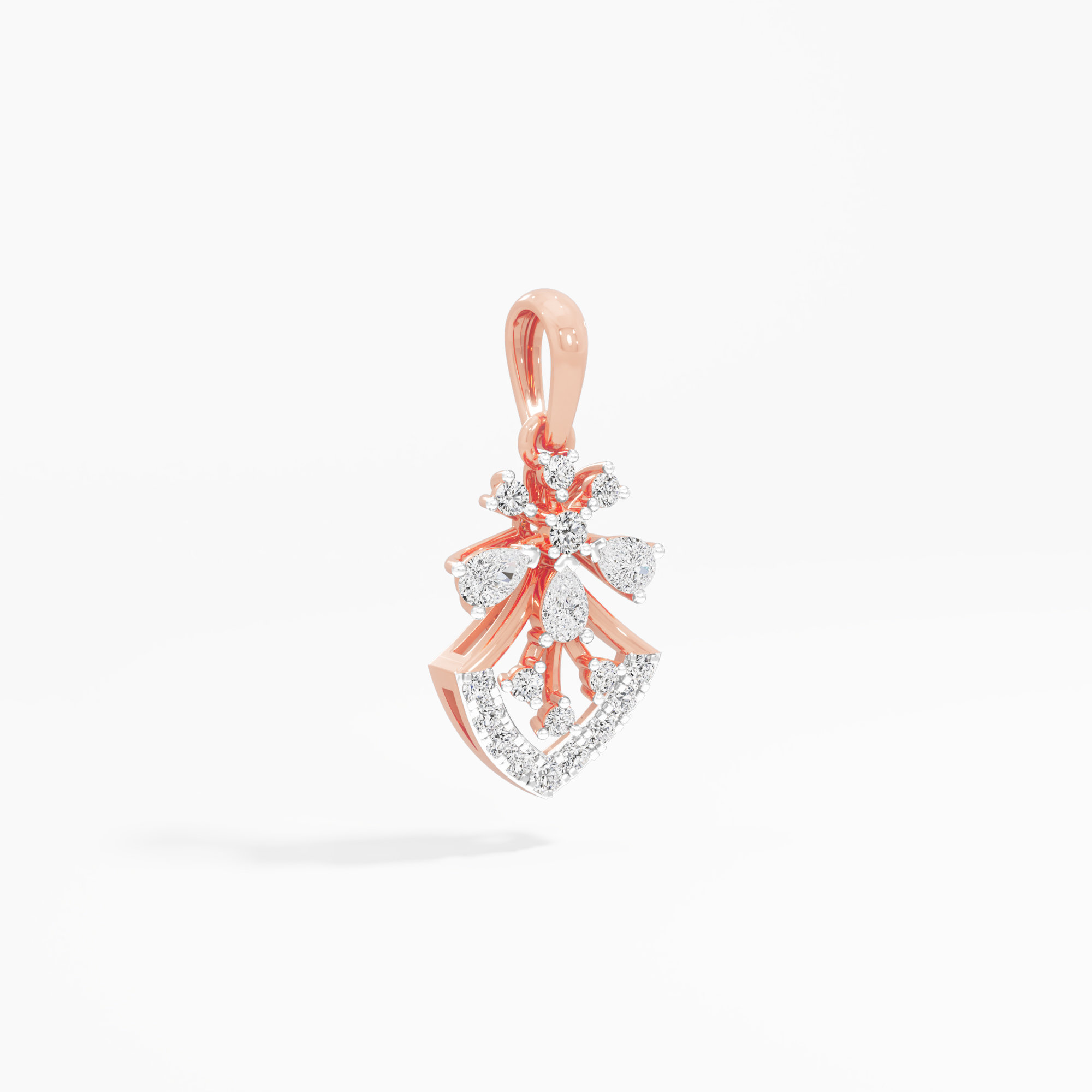 Snowflake Shield Diamond Pendants | Pendant Only in 9KT Rose Gold (Diamond Quality: FG-VVS VS)