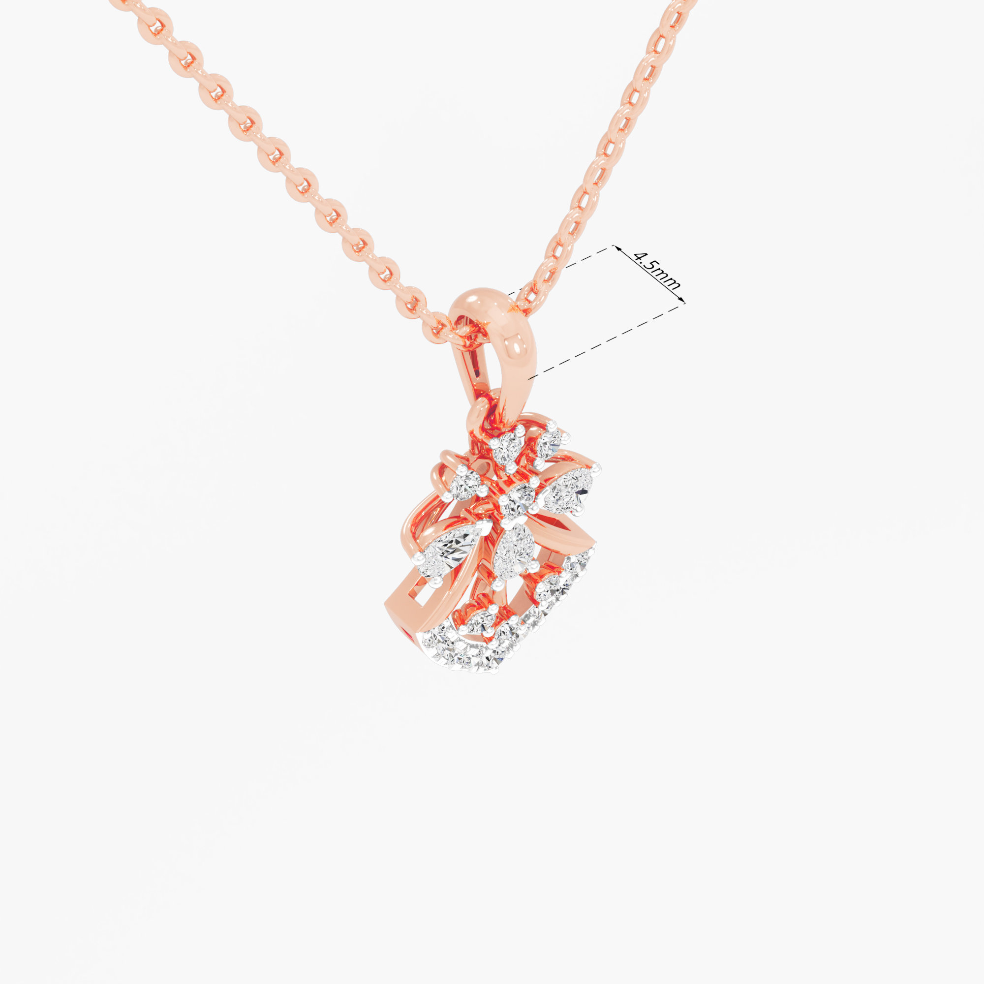 Snowflake Shield Diamond Pendants | Pendant Only in 9KT Rose Gold (Diamond Quality: FG-VVS VS)