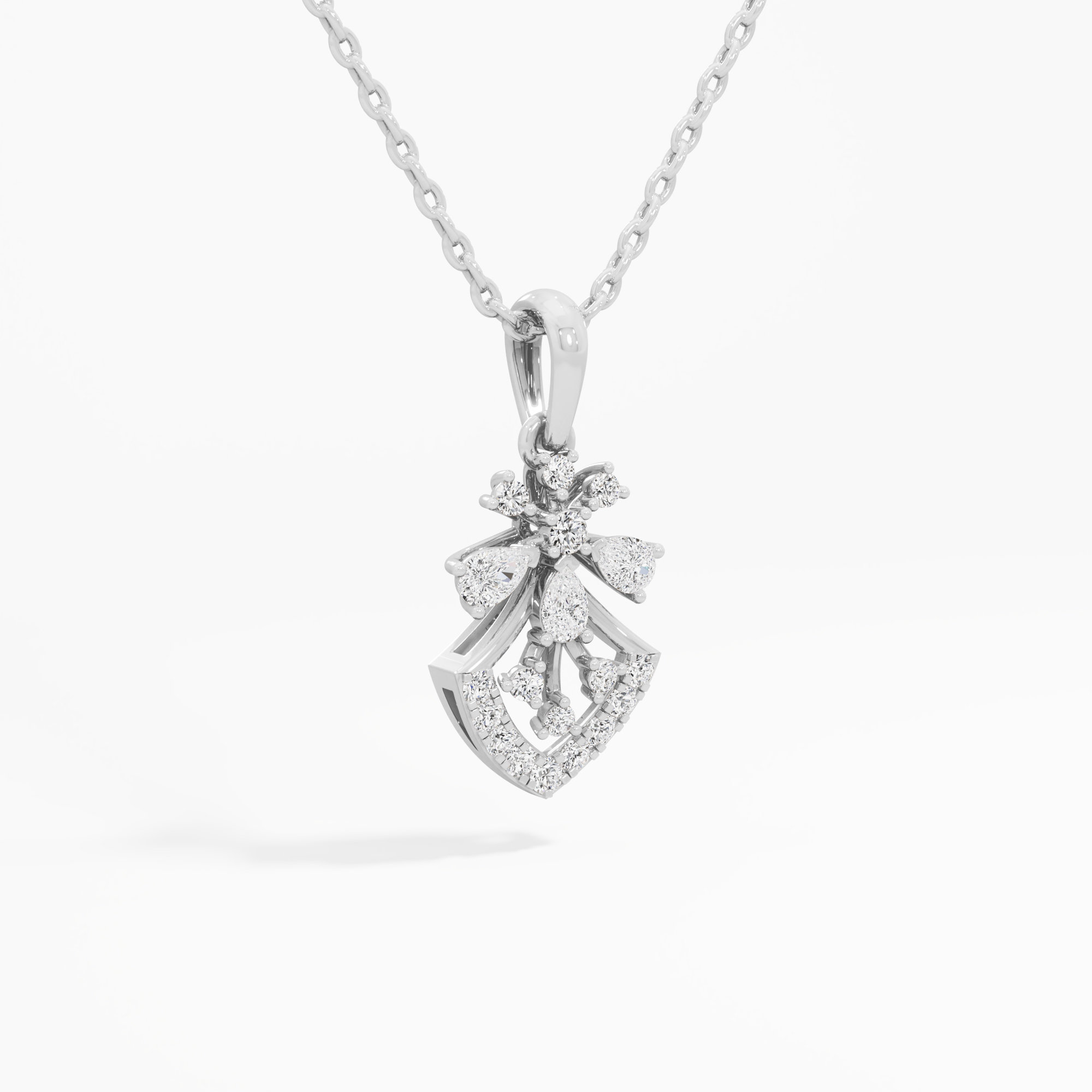Snowflake Shield Diamond Pendants | Chain Available Separately in 9KT White Gold (Diamond Quality: FG-VVS VS)