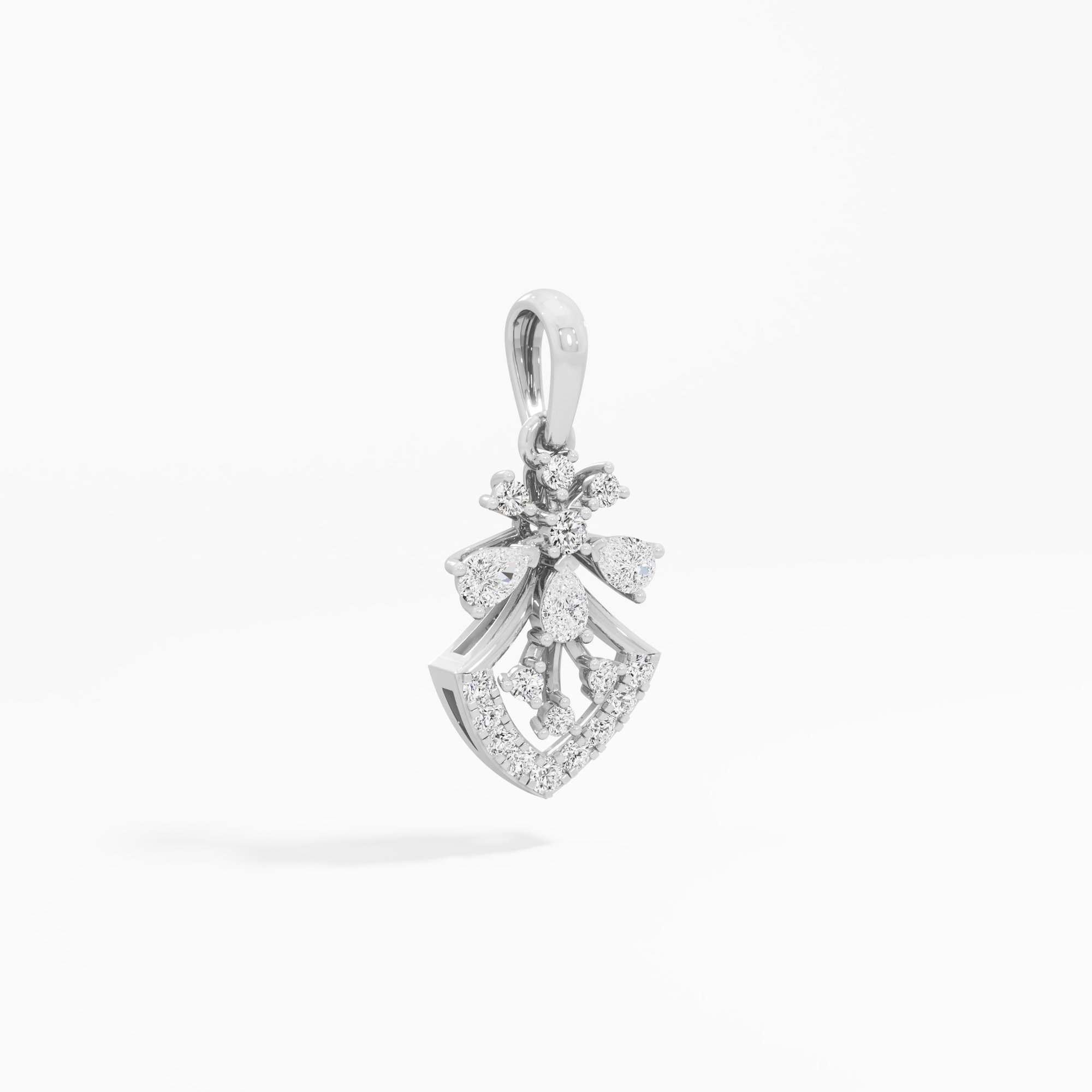 Snowflake Shield Diamond Pendants | Chain Available Separately in 9KT White Gold (Diamond Quality: FG-VVS VS)