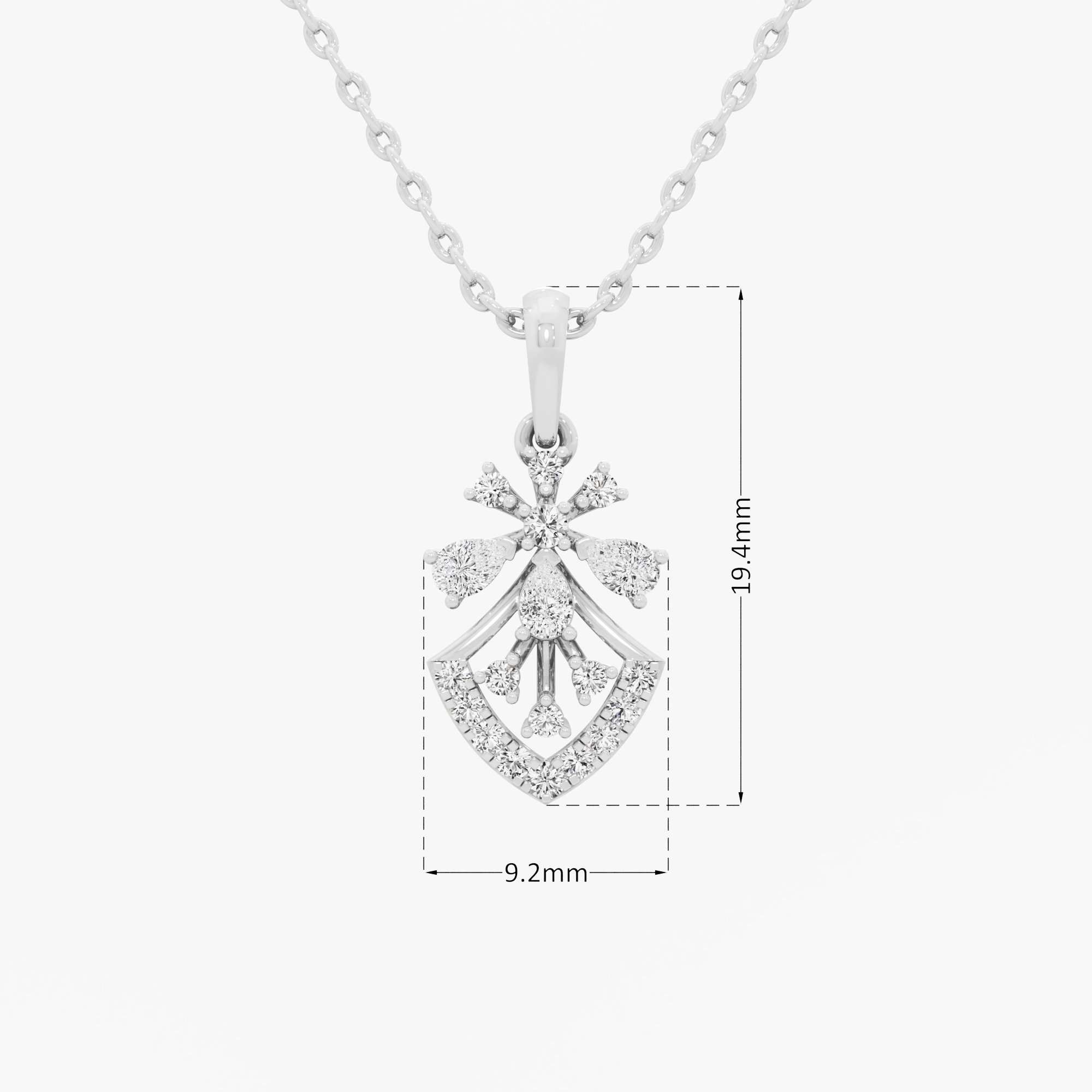 Snowflake Shield Diamond Pendants | Chain Available Separately in 9KT White Gold (Diamond Quality: FG-VVS VS)