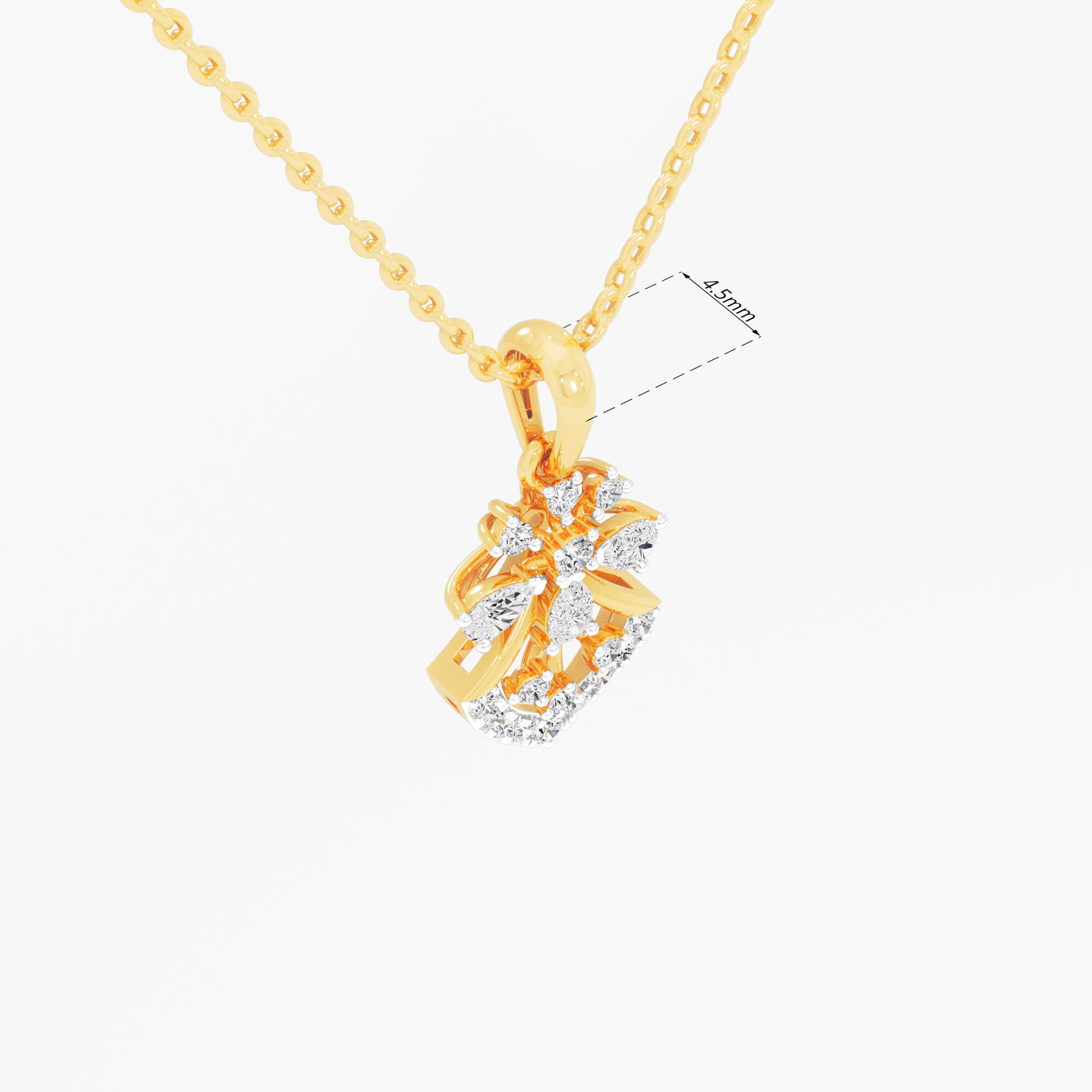 Snowflake Shield Diamond Pendants | Individual Pendant in 9KT Yellow Gold (Diamond Quality: FG-VVS VS)