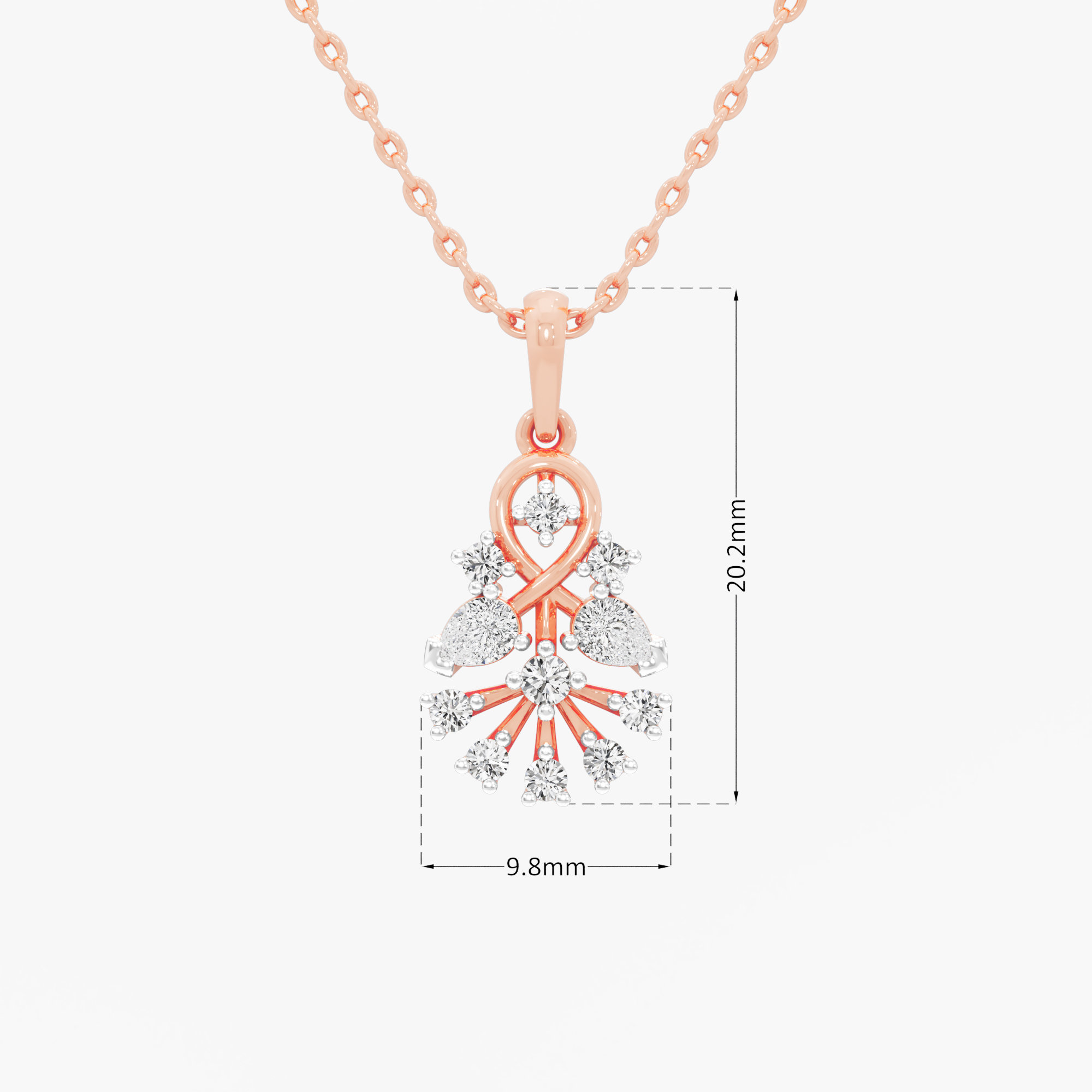 Bowknot Flourish Diamond Pendants | Pendant Only in 9KT Rose Gold (Diamond Quality: FG-VVS VS)