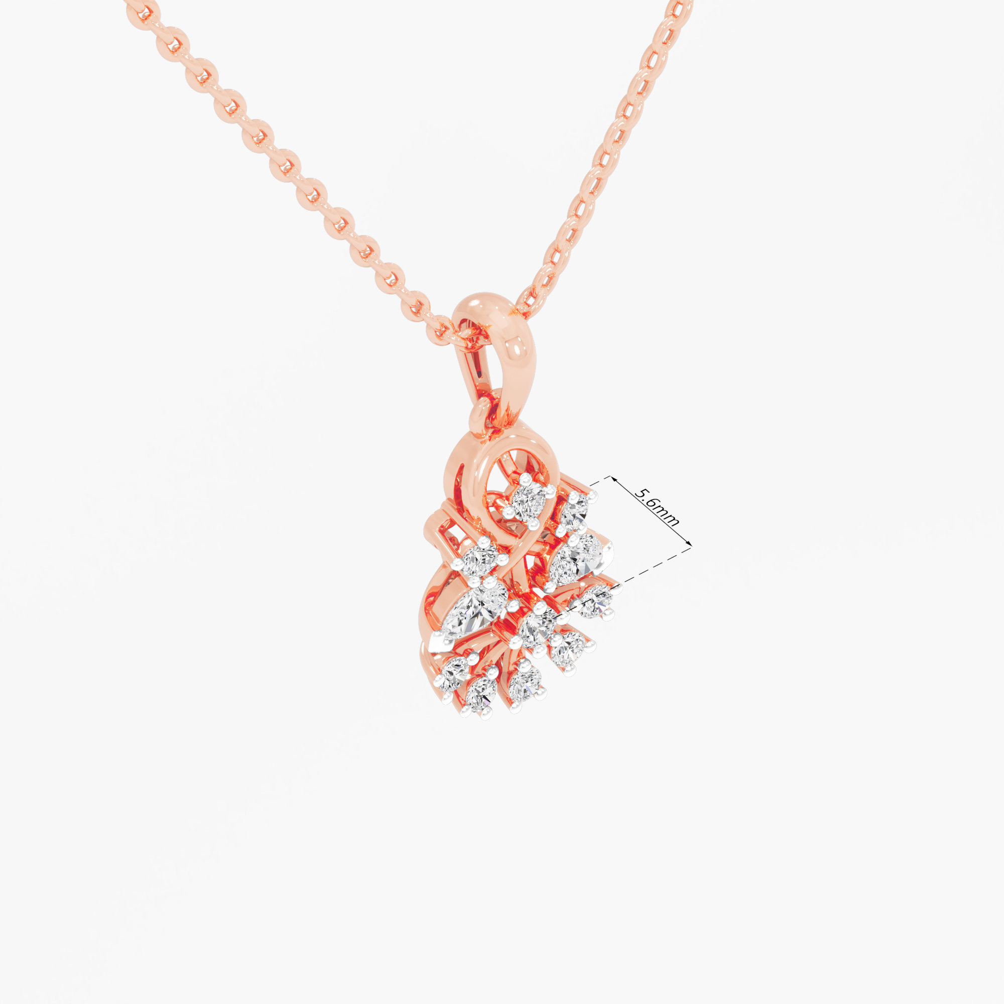 Bowknot Flourish Diamond Pendants | Pendant Only in 9KT Rose Gold (Diamond Quality: FG-VVS VS)