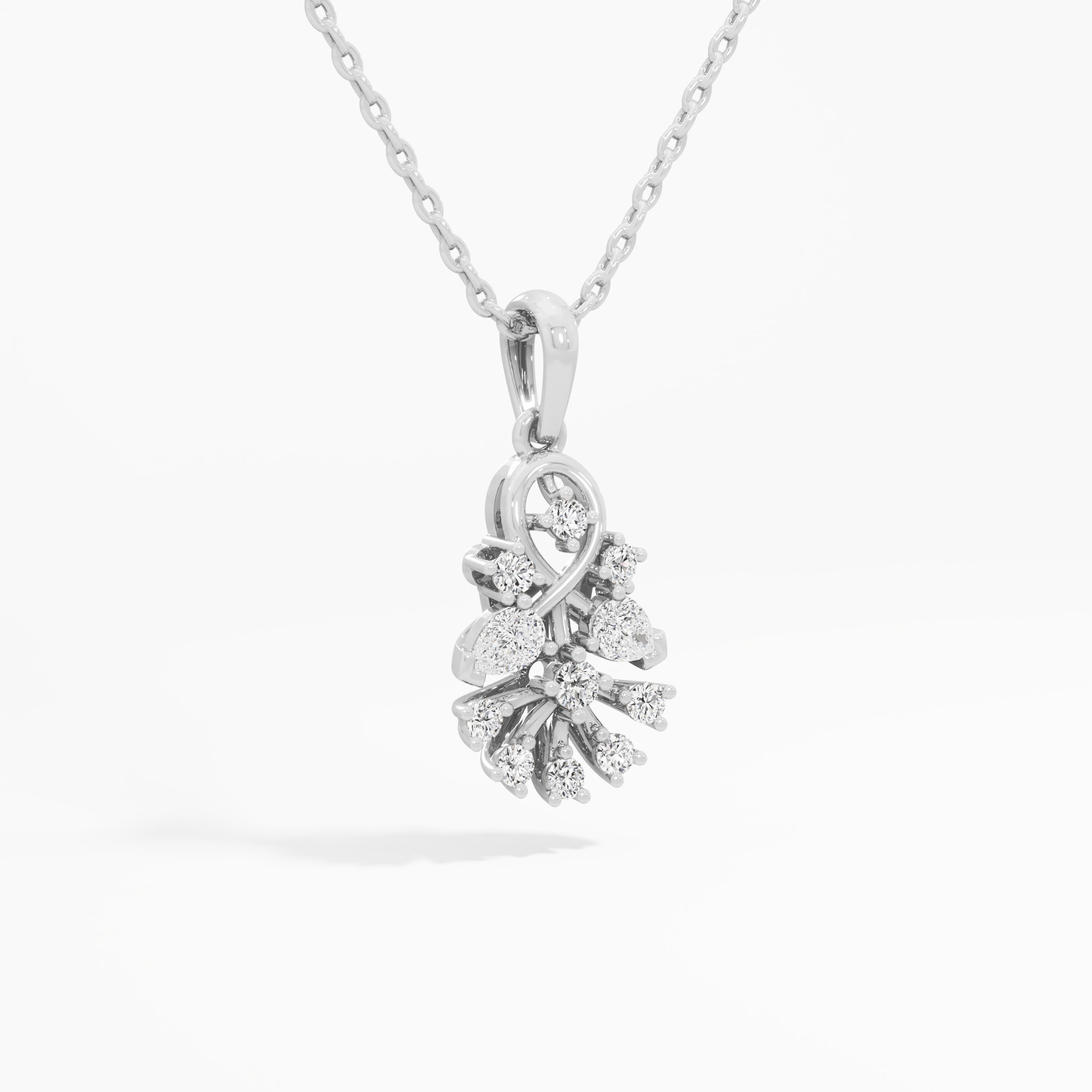 Bowknot Flourish Diamond Pendants | Chain Available Separately in 9KT White Gold (Diamond Quality: FG-VVS VS)