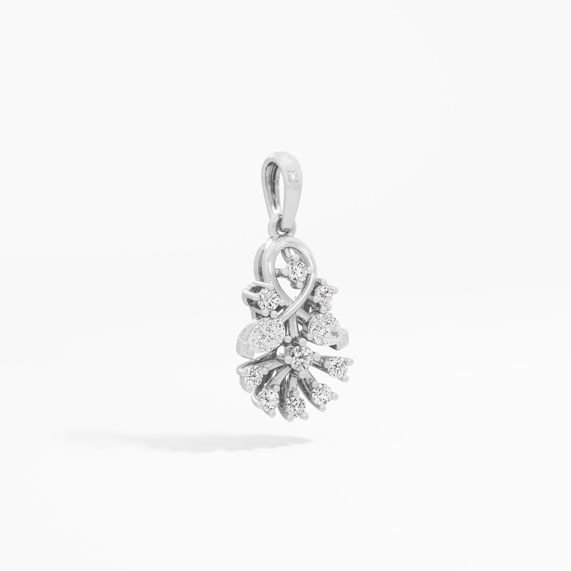 Bowknot Flourish Diamond Pendants | Chain Available Separately in 9KT White Gold (Diamond Quality: FG-VVS VS)