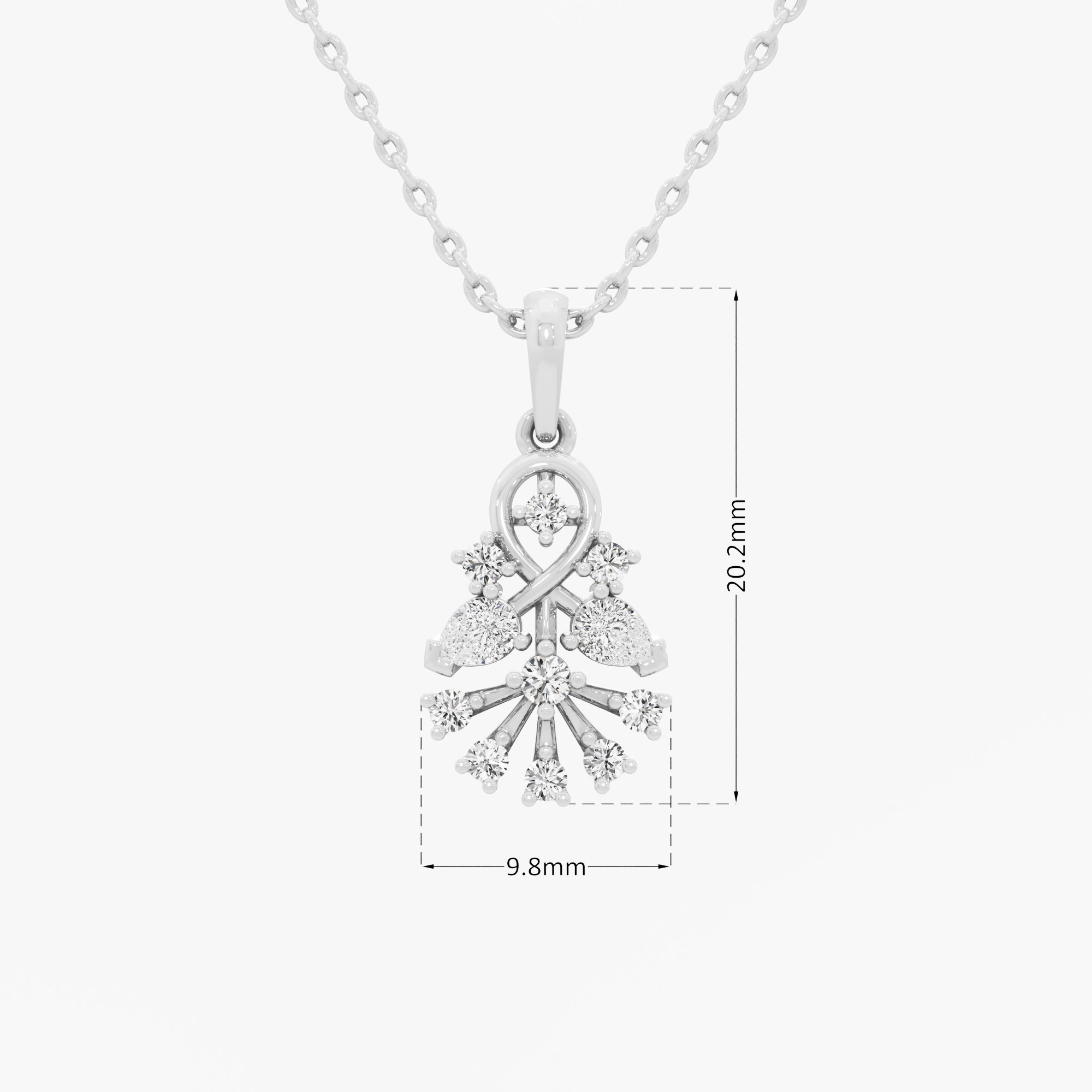 Bowknot Flourish Diamond Pendants | Chain Available Separately in 9KT White Gold (Diamond Quality: FG-VVS VS)