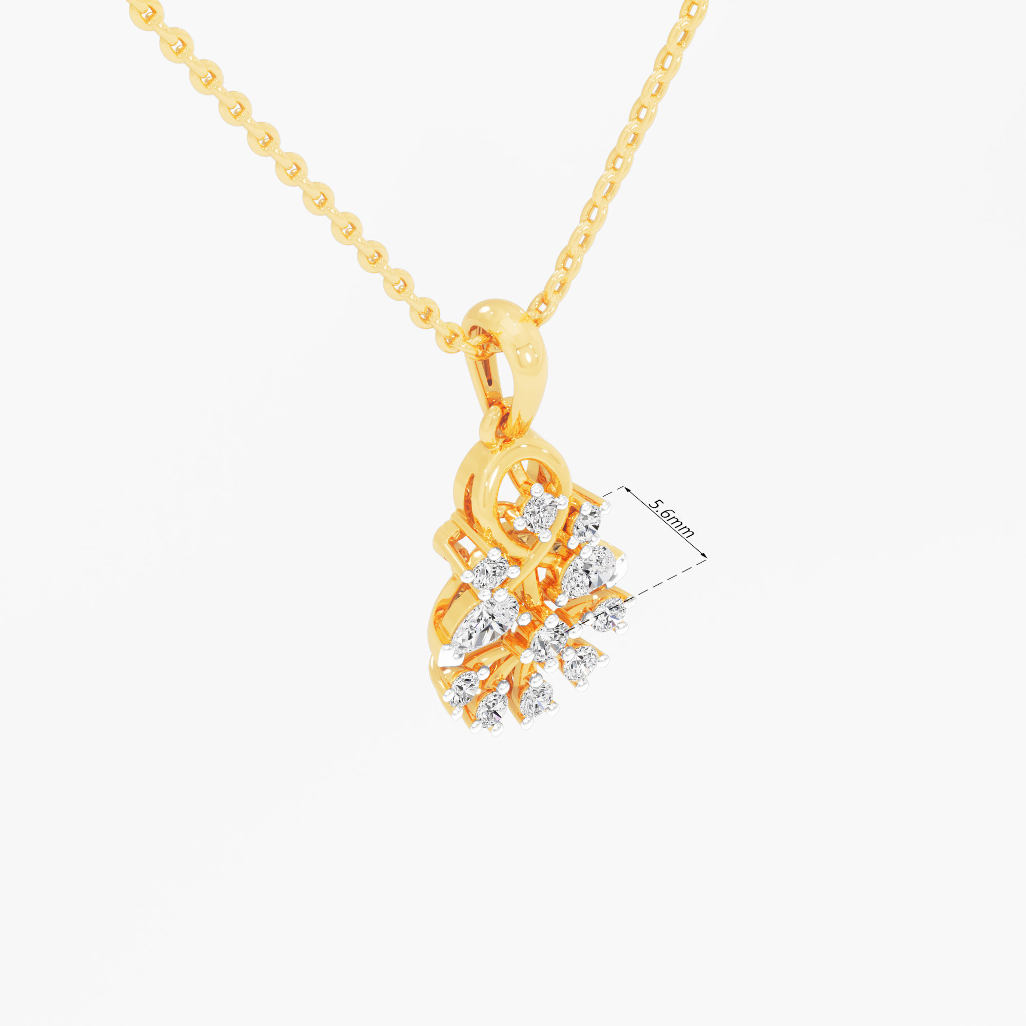 Bowknot Flourish Diamond Pendants | Individual Pendant in 9KT Yellow Gold (Diamond Quality: FG-VVS VS)