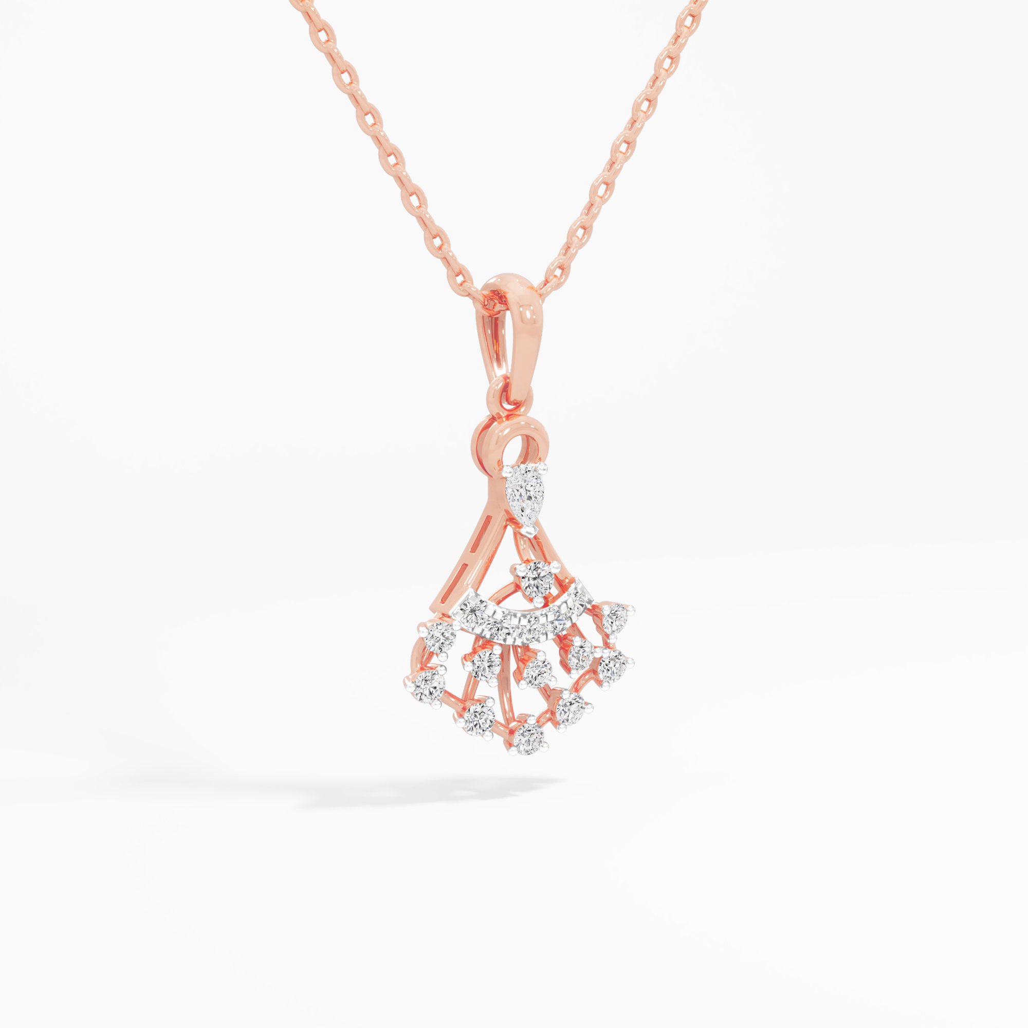 Chandelier Arc Diamond Pendants | Pendant Only in 9KT Rose Gold (Diamond Quality: FG-VVS VS)