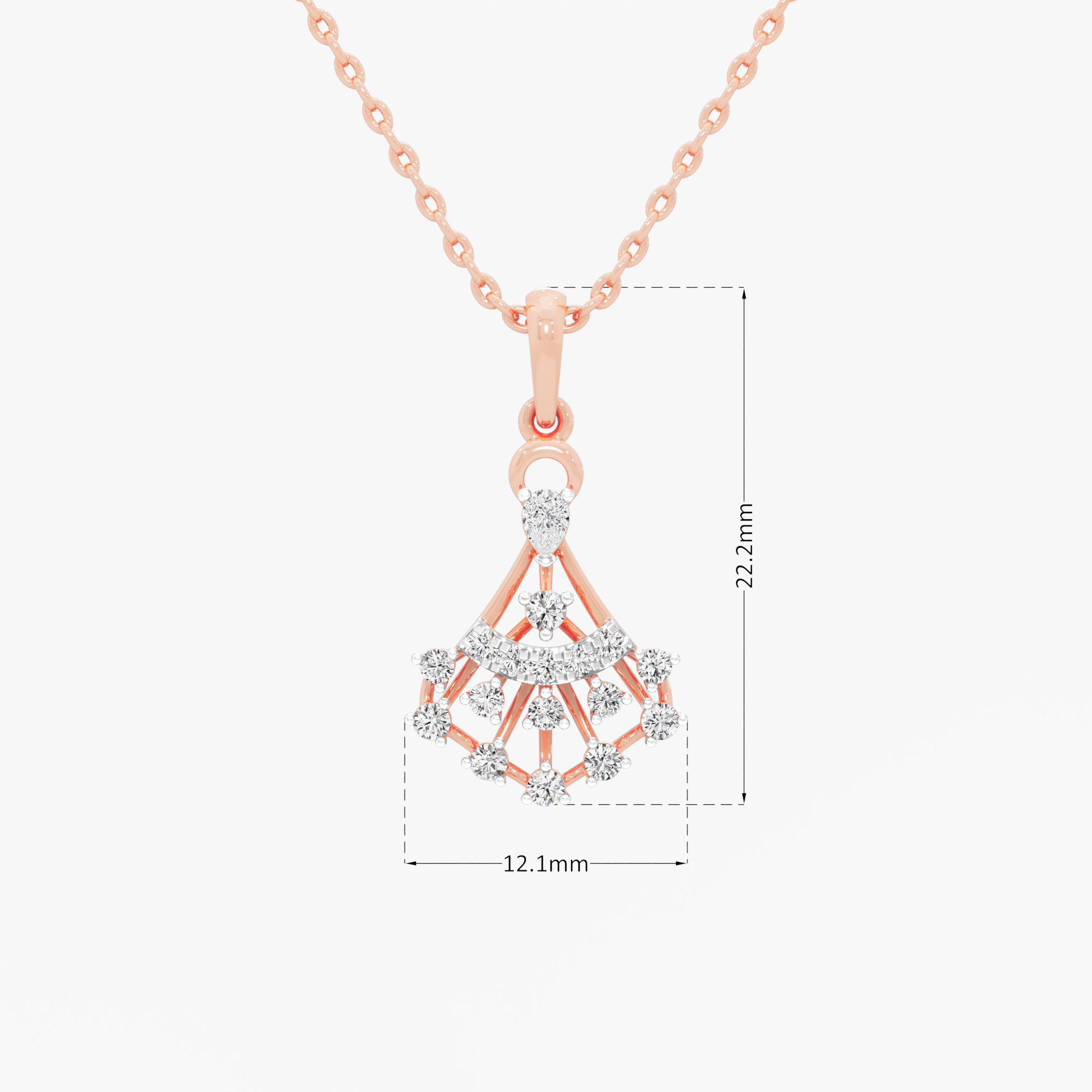 Chandelier Arc Diamond Pendants | Pendant Only in 9KT Rose Gold (Diamond Quality: FG-VVS VS)
