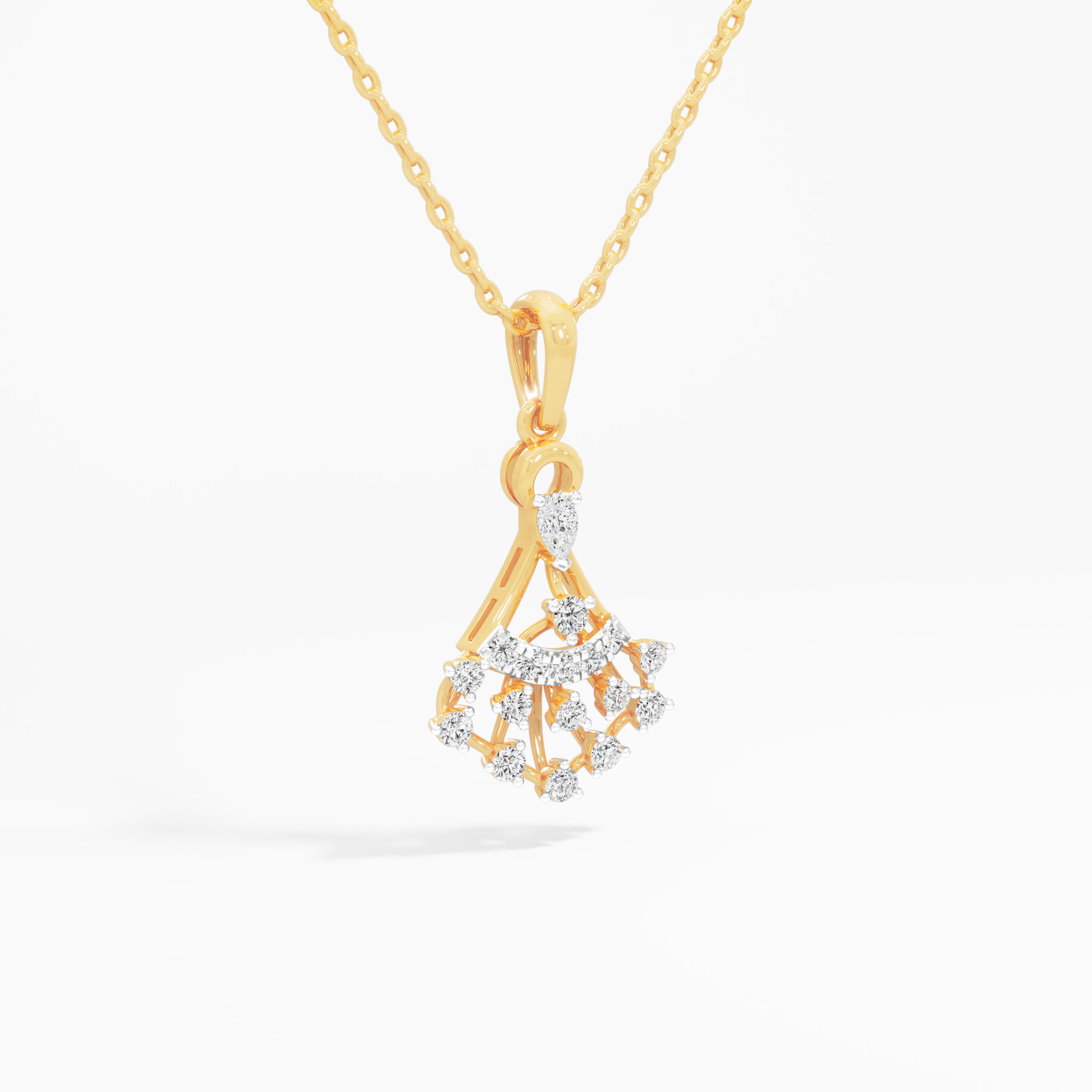 Chandelier Arc Diamond Pendants | Individual Pendant in 9KT Yellow Gold (Diamond Quality: FG-VVS VS)