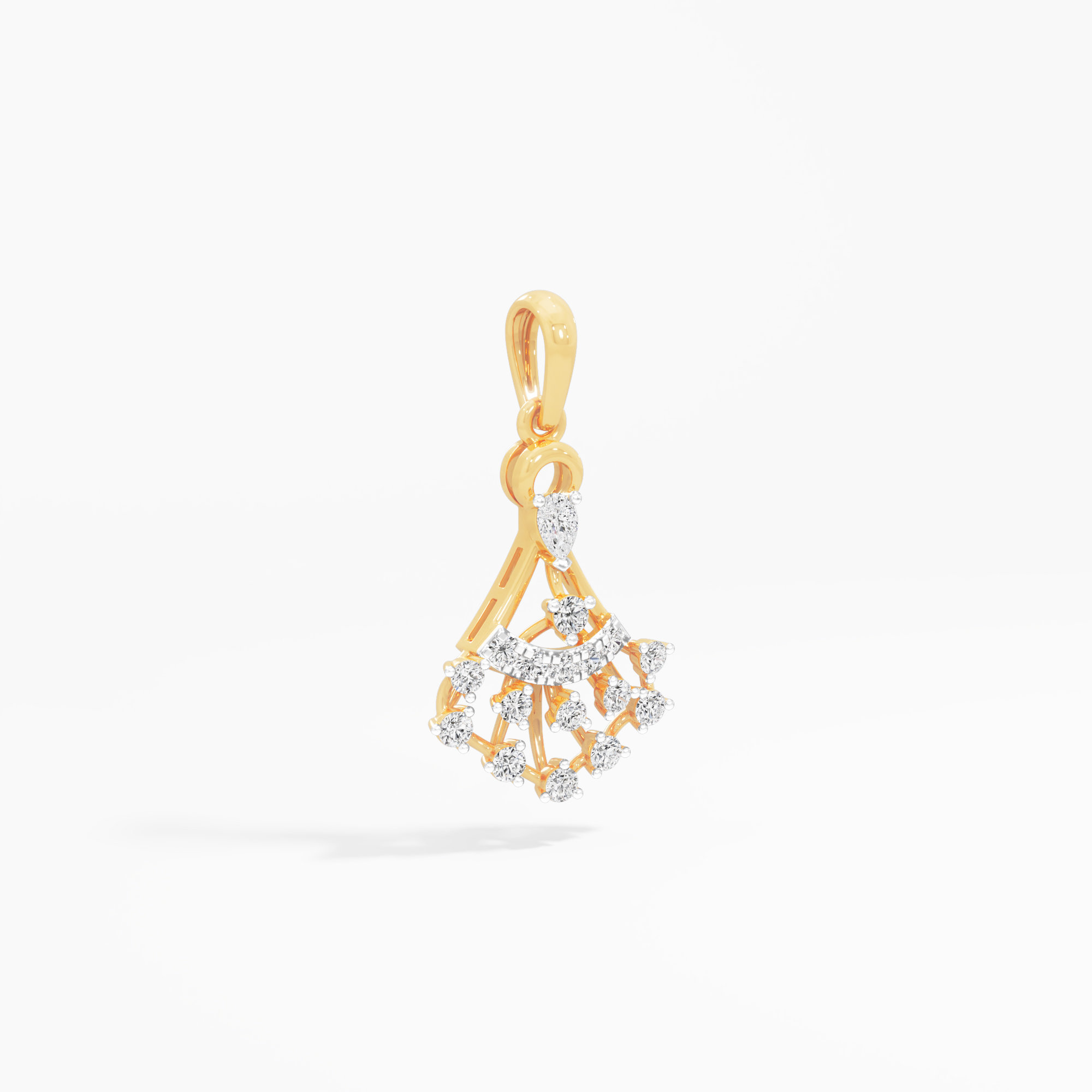 Chandelier Arc Diamond Pendants | Individual Pendant in 9KT Yellow Gold (Diamond Quality: FG-VVS VS)