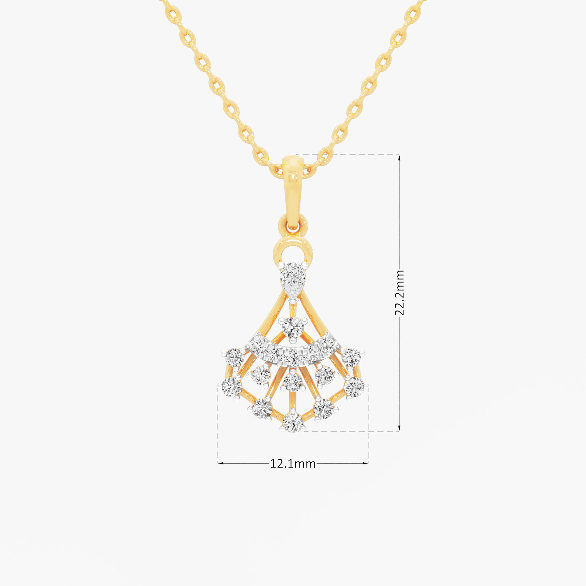 Chandelier Arc Diamond Pendants | Individual Pendant in 9KT Yellow Gold (Diamond Quality: FG-VVS VS)