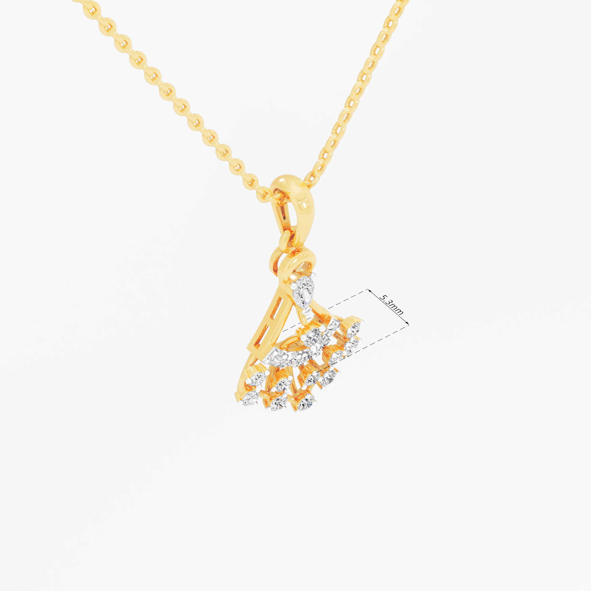 Chandelier Arc Diamond Pendants | Individual Pendant in 9KT Yellow Gold (Diamond Quality: FG-VVS VS)