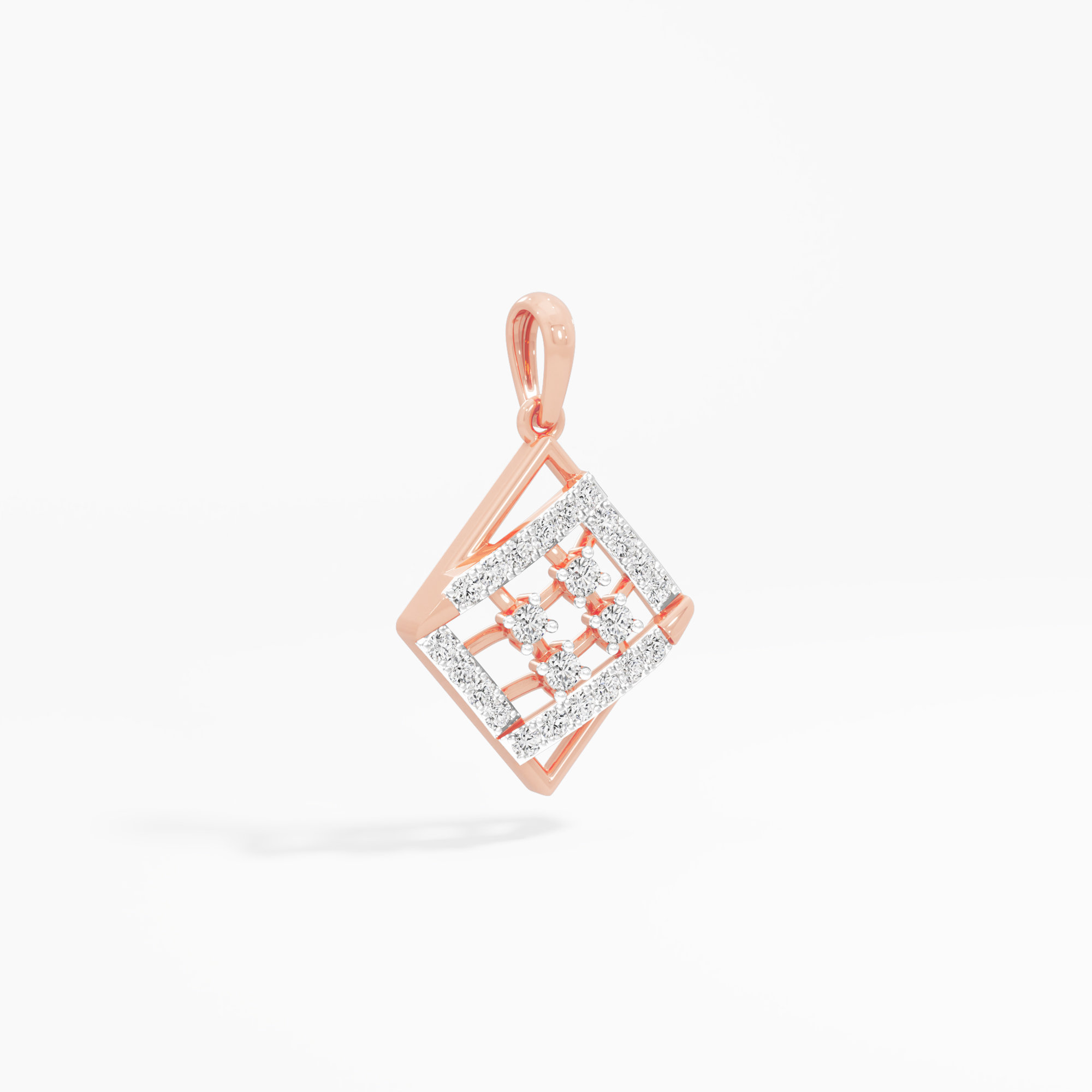 Windowpane Diamond Pendants | Pendant Only in 9KT Rose Gold (Diamond Quality: FG-VVS VS)