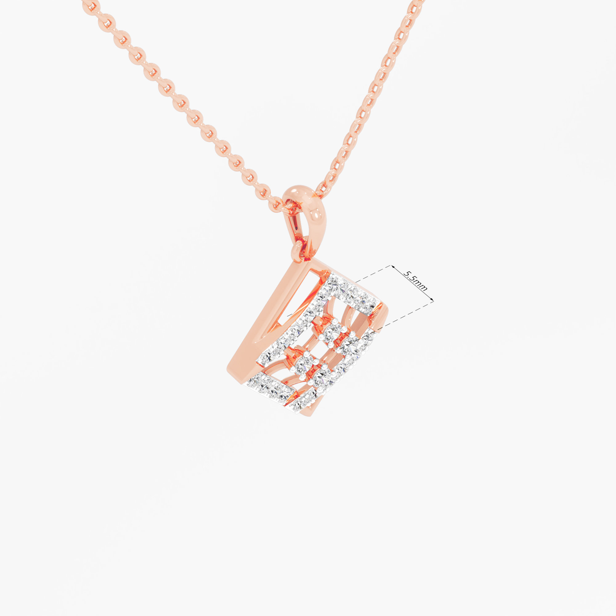 Windowpane Diamond Pendants | Pendant Only in 9KT Rose Gold (Diamond Quality: FG-VVS VS)
