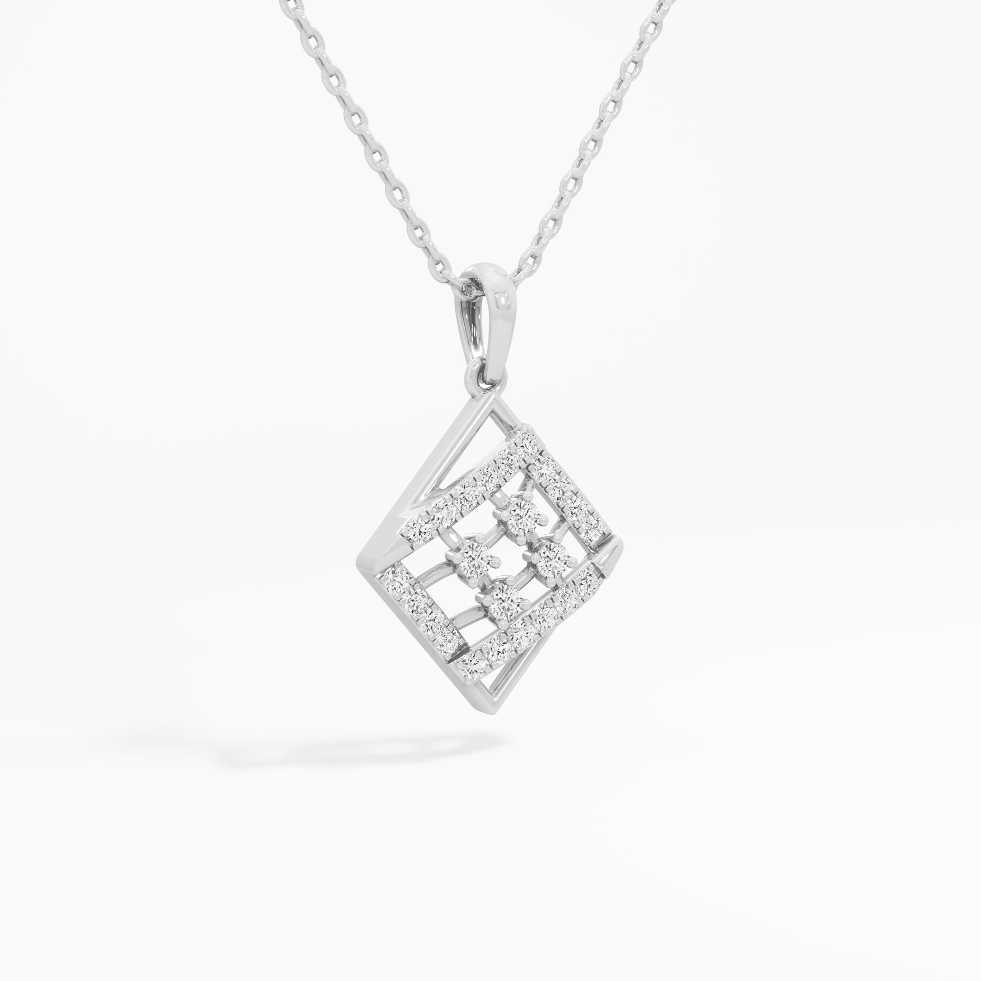 Windowpane Diamond Pendants | Chain Available Separately in 9KT White Gold (Diamond Quality: FG-VVS VS)