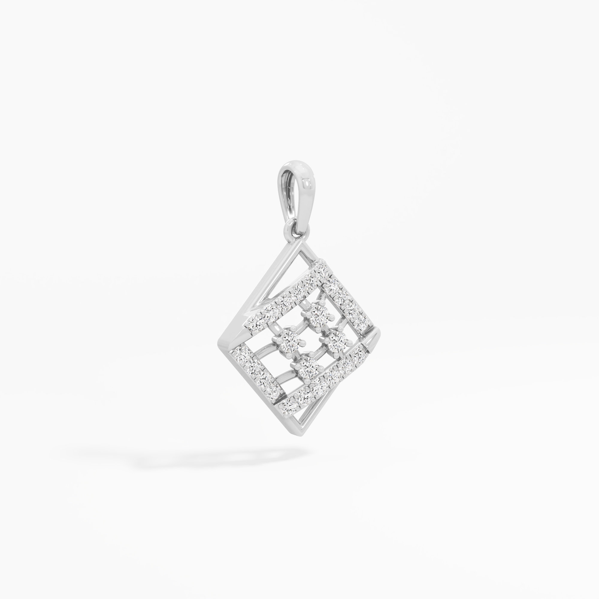 Windowpane Diamond Pendants | Chain Available Separately in 9KT White Gold (Diamond Quality: FG-VVS VS)