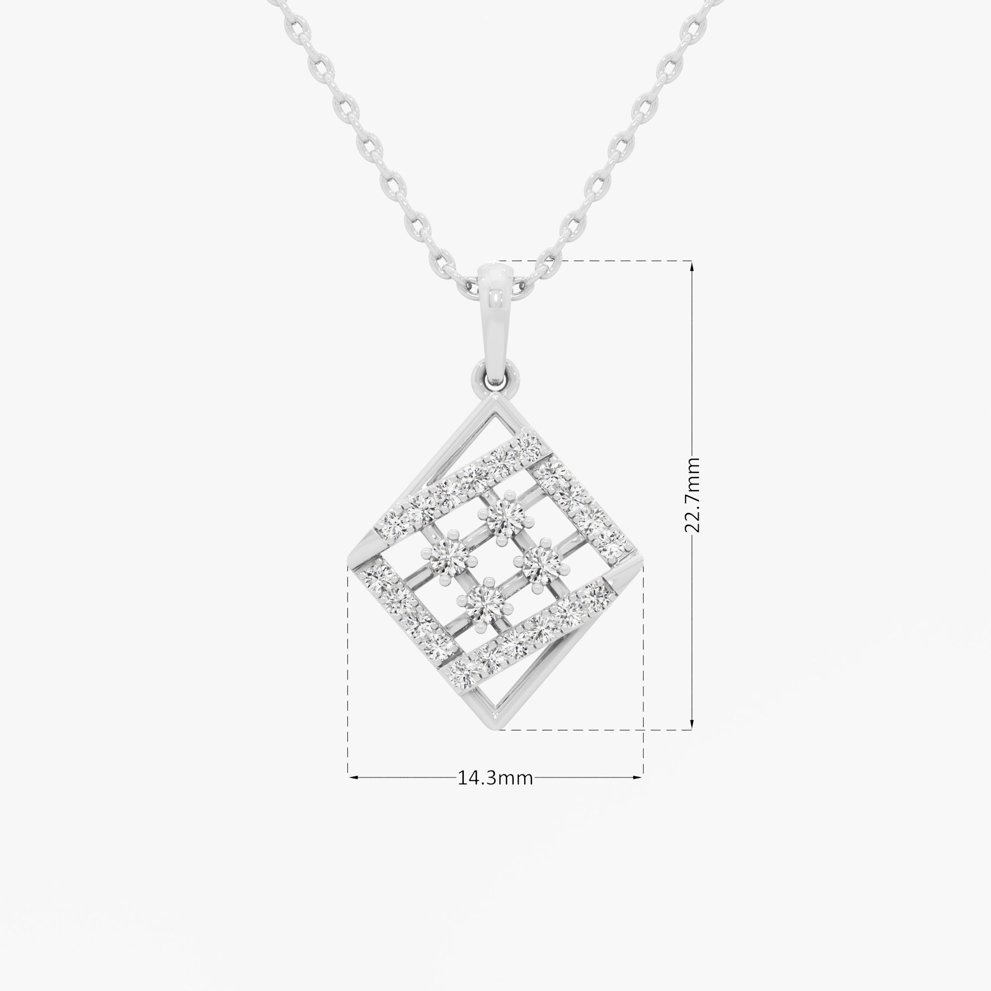 Windowpane Diamond Pendants | Chain Available Separately in 9KT White Gold (Diamond Quality: FG-VVS VS)