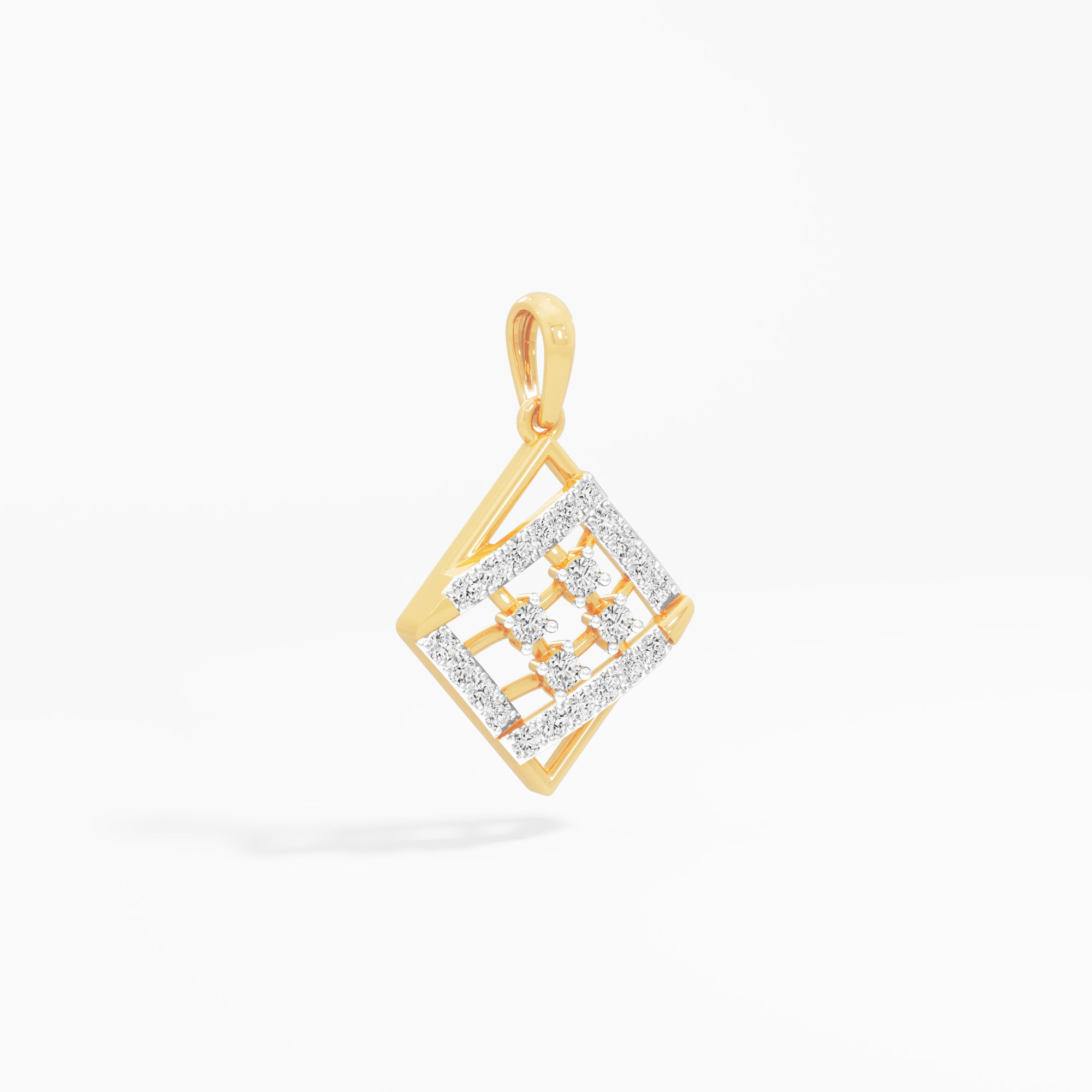 Windowpane Diamond Pendants | Individual Pendant in 9KT Yellow Gold (Diamond Quality: FG-VVS VS)
