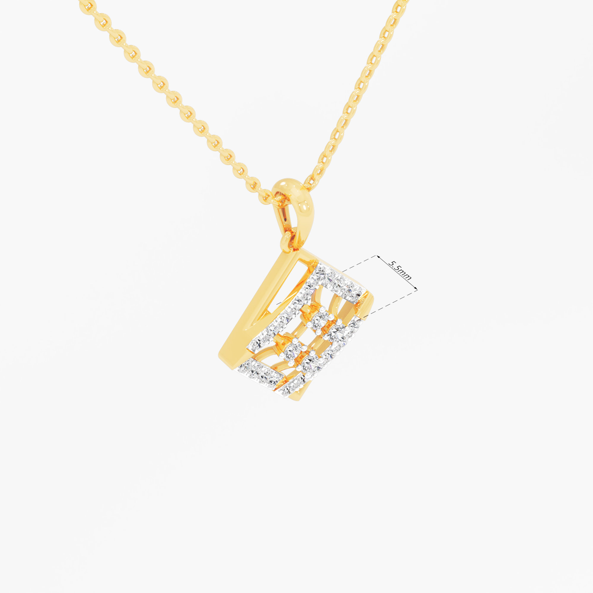 Windowpane Diamond Pendants | Individual Pendant in 9KT Yellow Gold (Diamond Quality: FG-VVS VS)